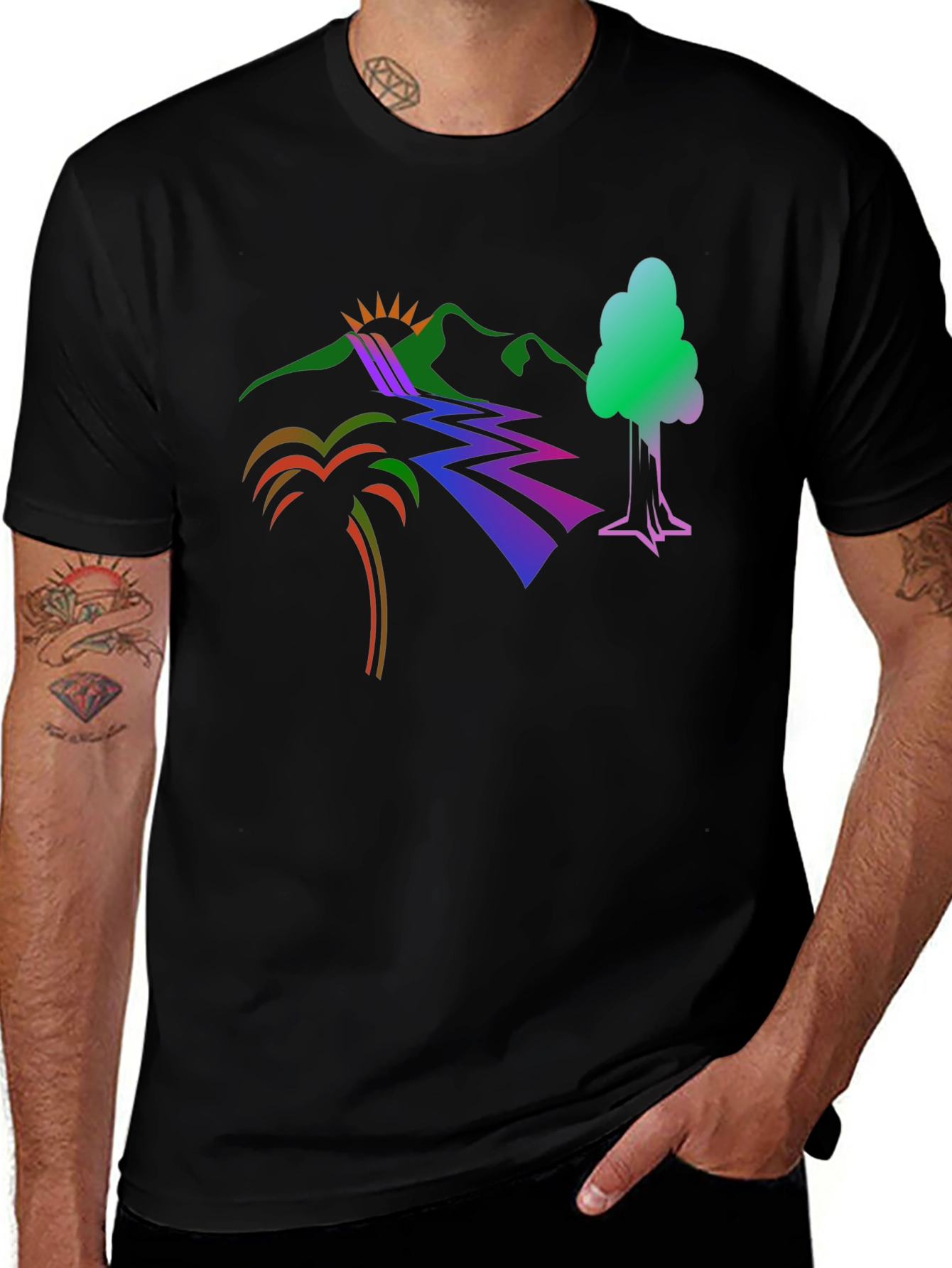 Variant 9 of Mountain and Palm Tree Graphic Tee