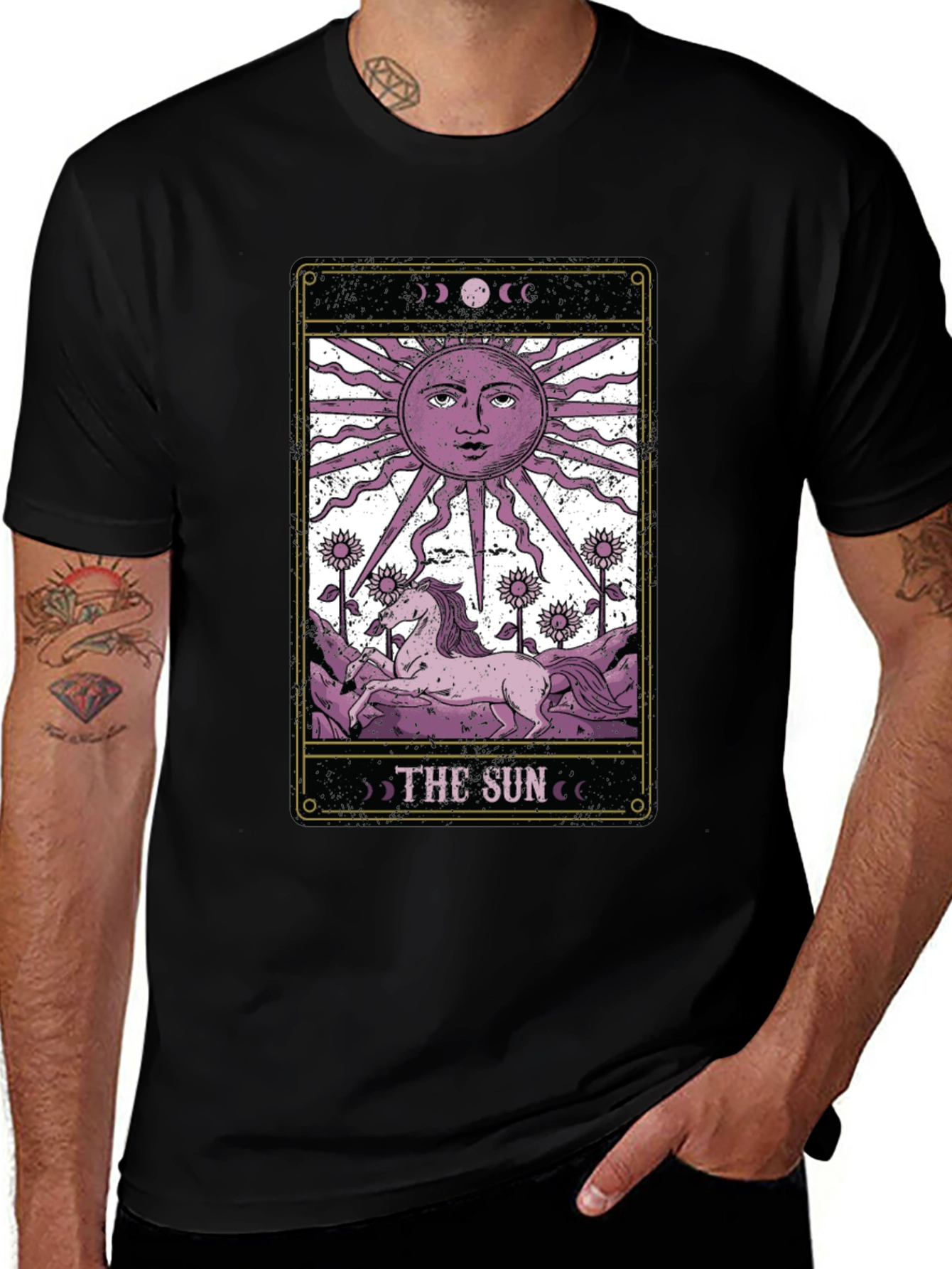 Black The Sun Tarot Card T-Shirt - Mystical Graphic Tee main image