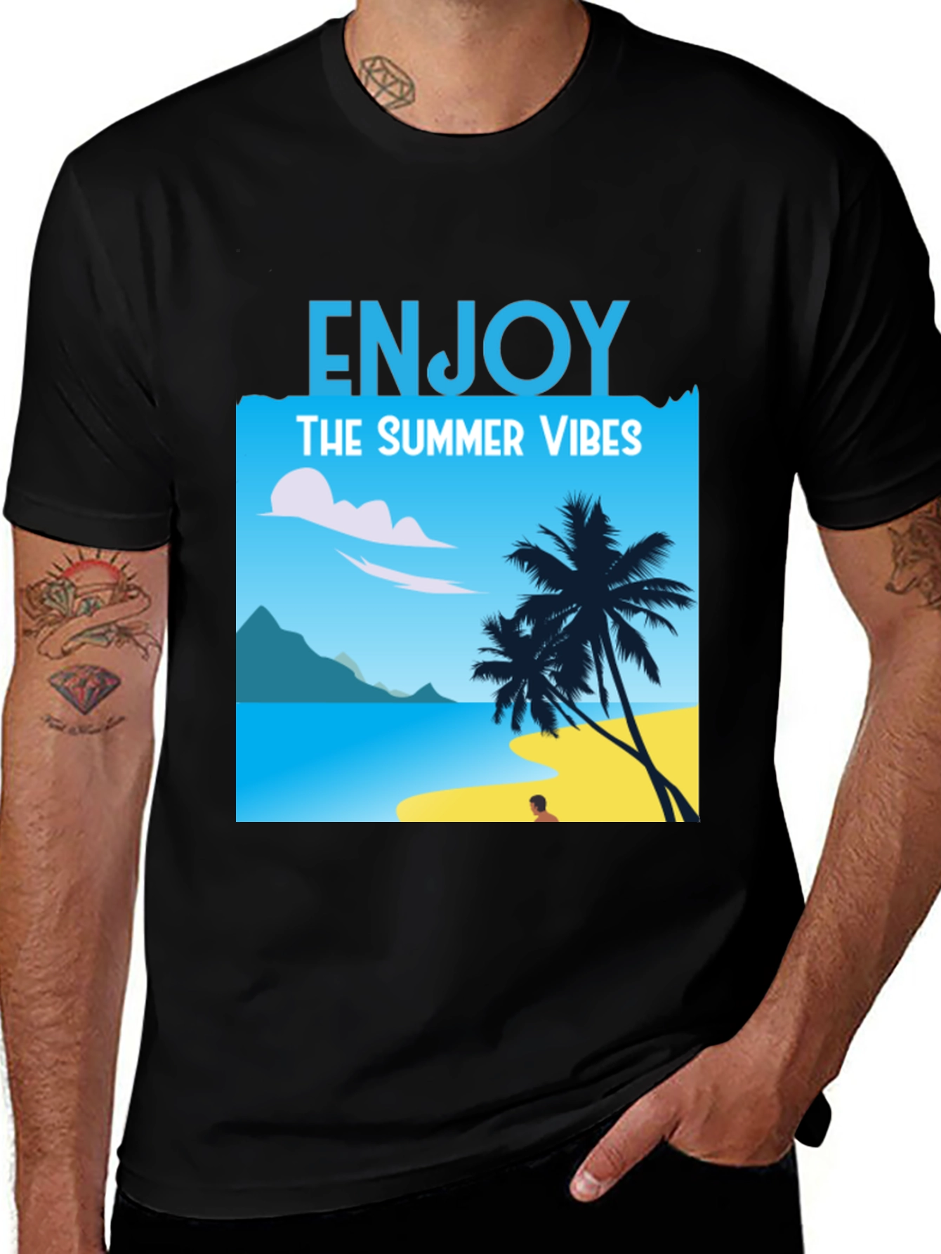 Variant 14 of Enjoy Summer Vibes T-Shirt: Beach Graphic Tee