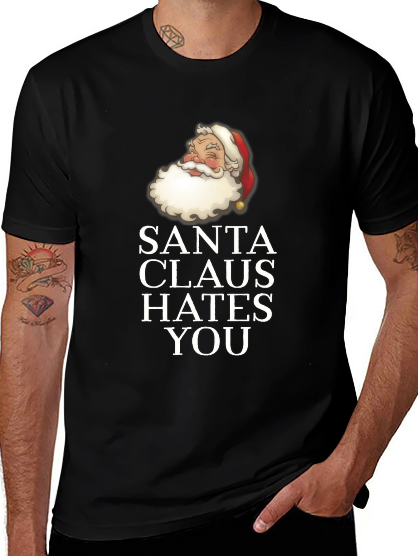 Santa Claus Hates You Graphic Tee - Holiday Humor
