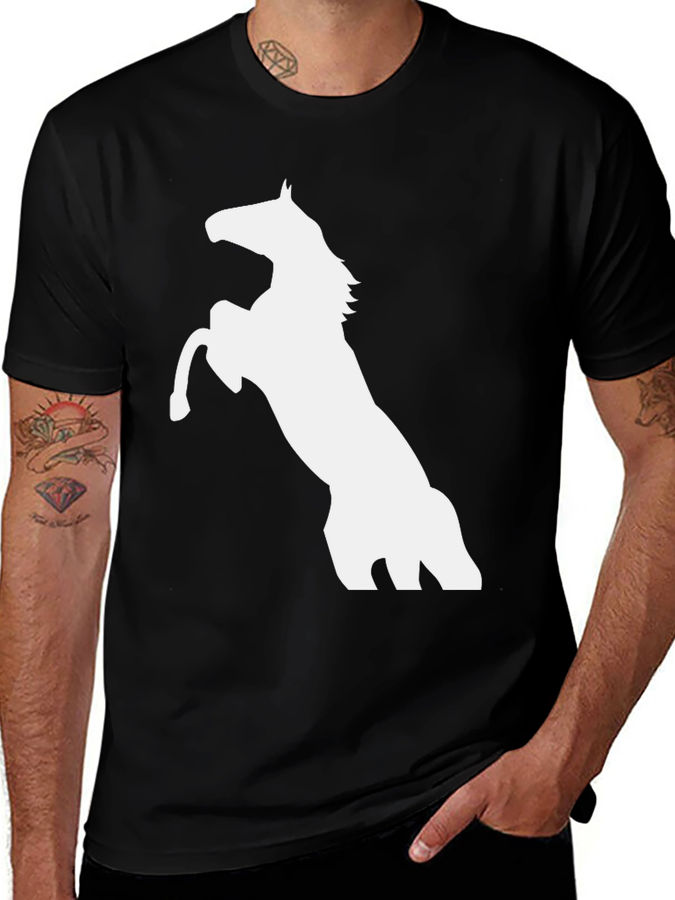 Variant 14 of Black Horse Graphic Tee - Men's Casual T-Shirt