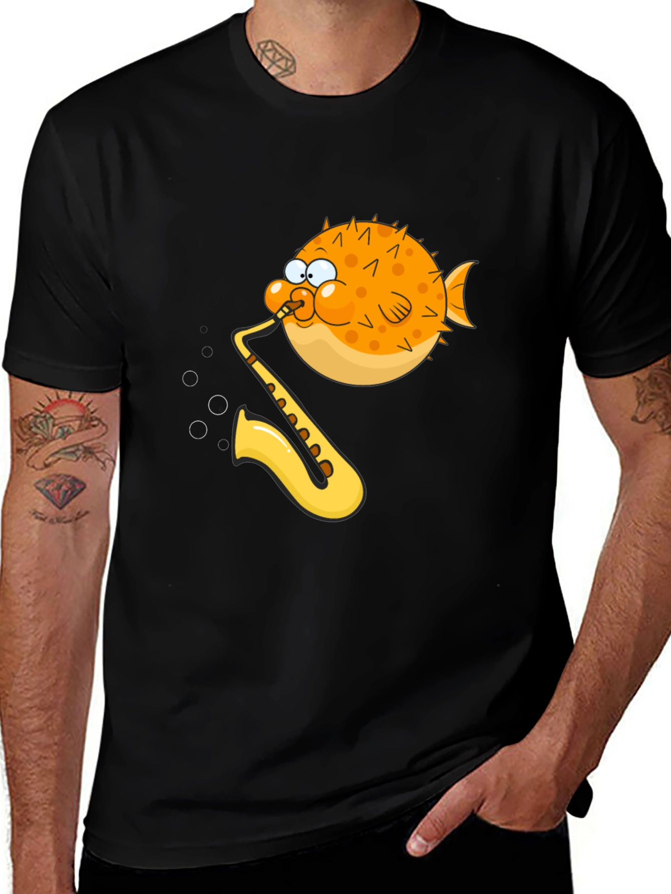 Variant 9 of Pufferfish Saxophone T-Shirt