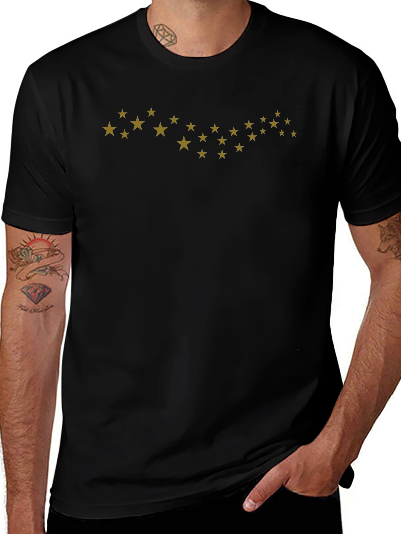 Variant 21 of Stylish Black Tee with Gold Star Design
