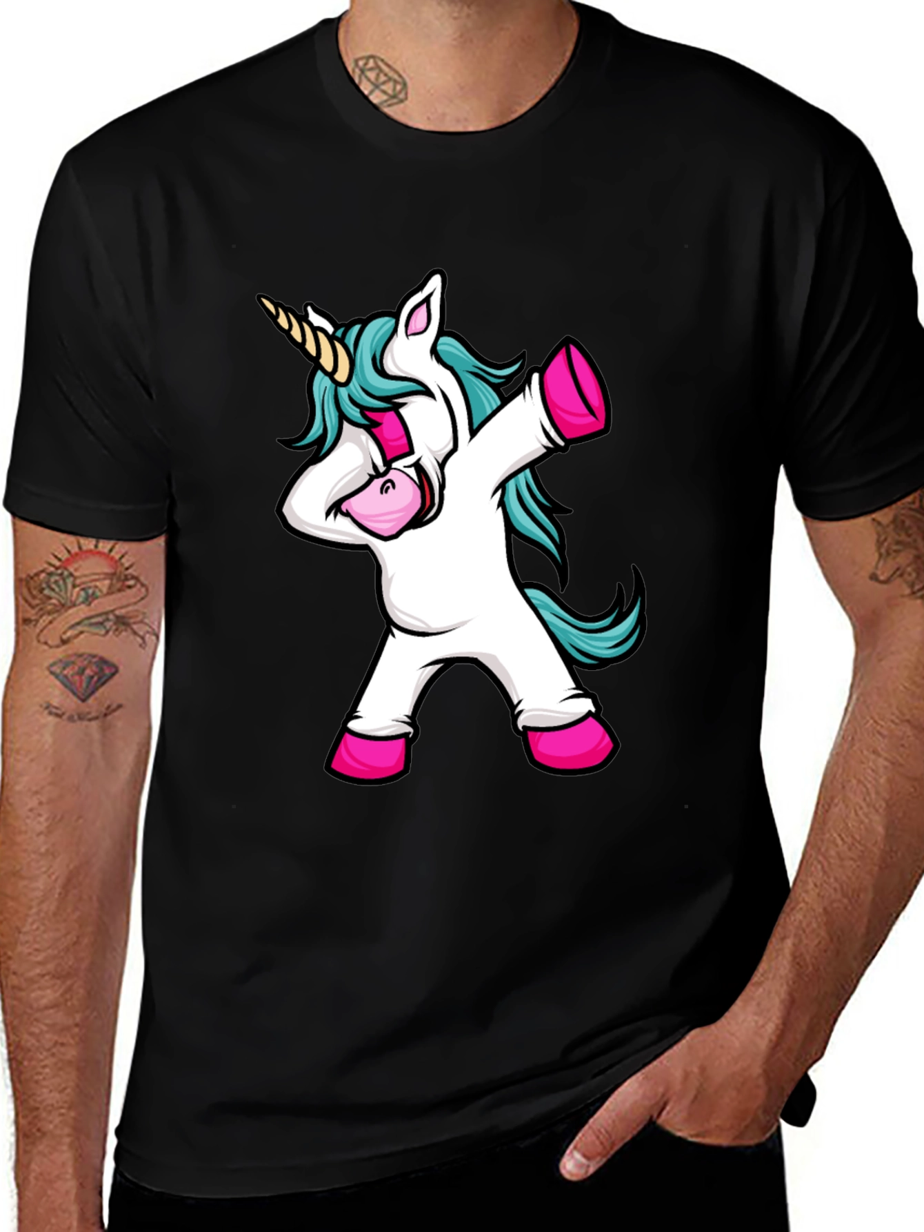 Variant 19 of Dabbing Unicorn Black Graphic Tee