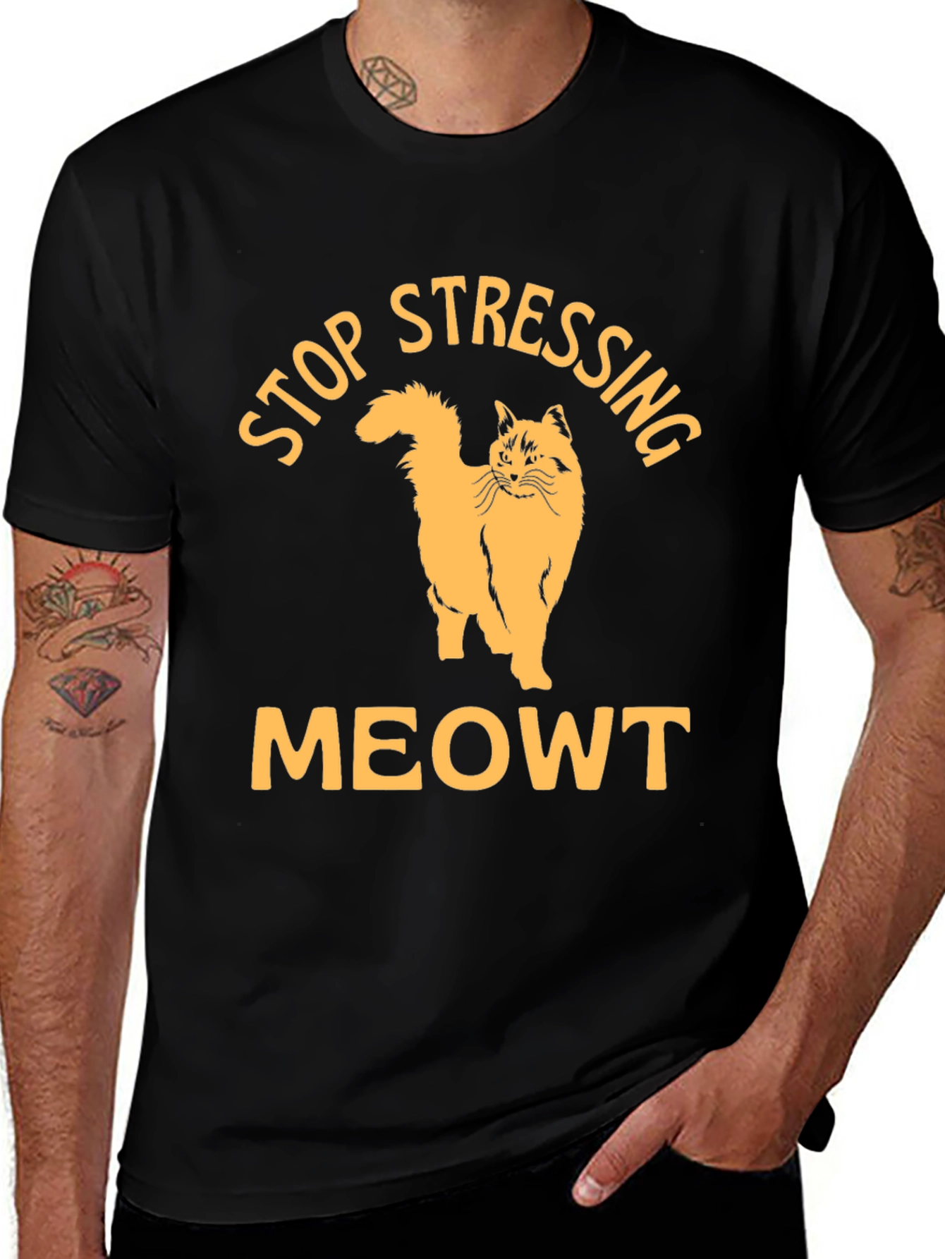 Variant 3 of Stop Stressing Meowt Black T-Shirt