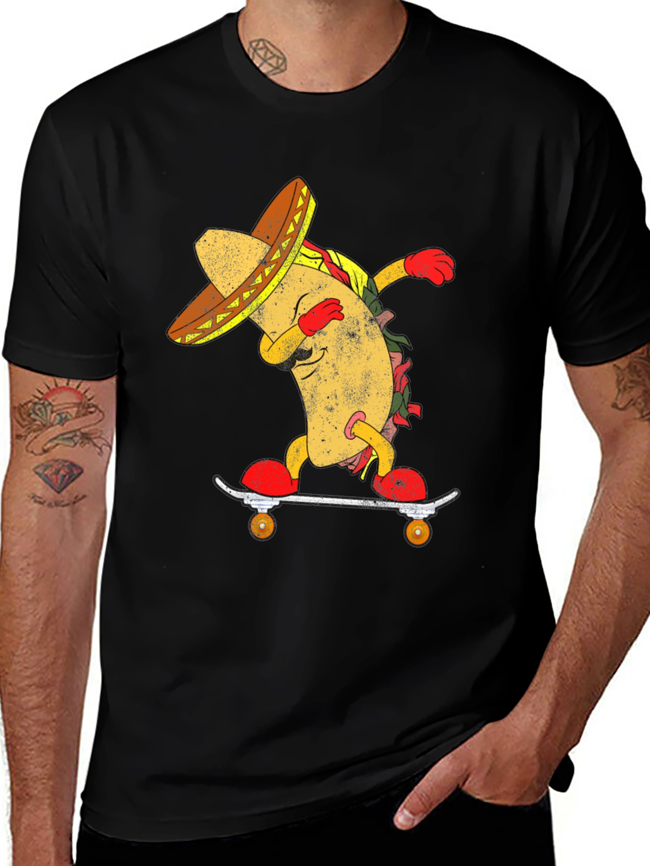 Variant 18 of Taco Skateboard Dab T-Shirt - Funny Graphic Tee
