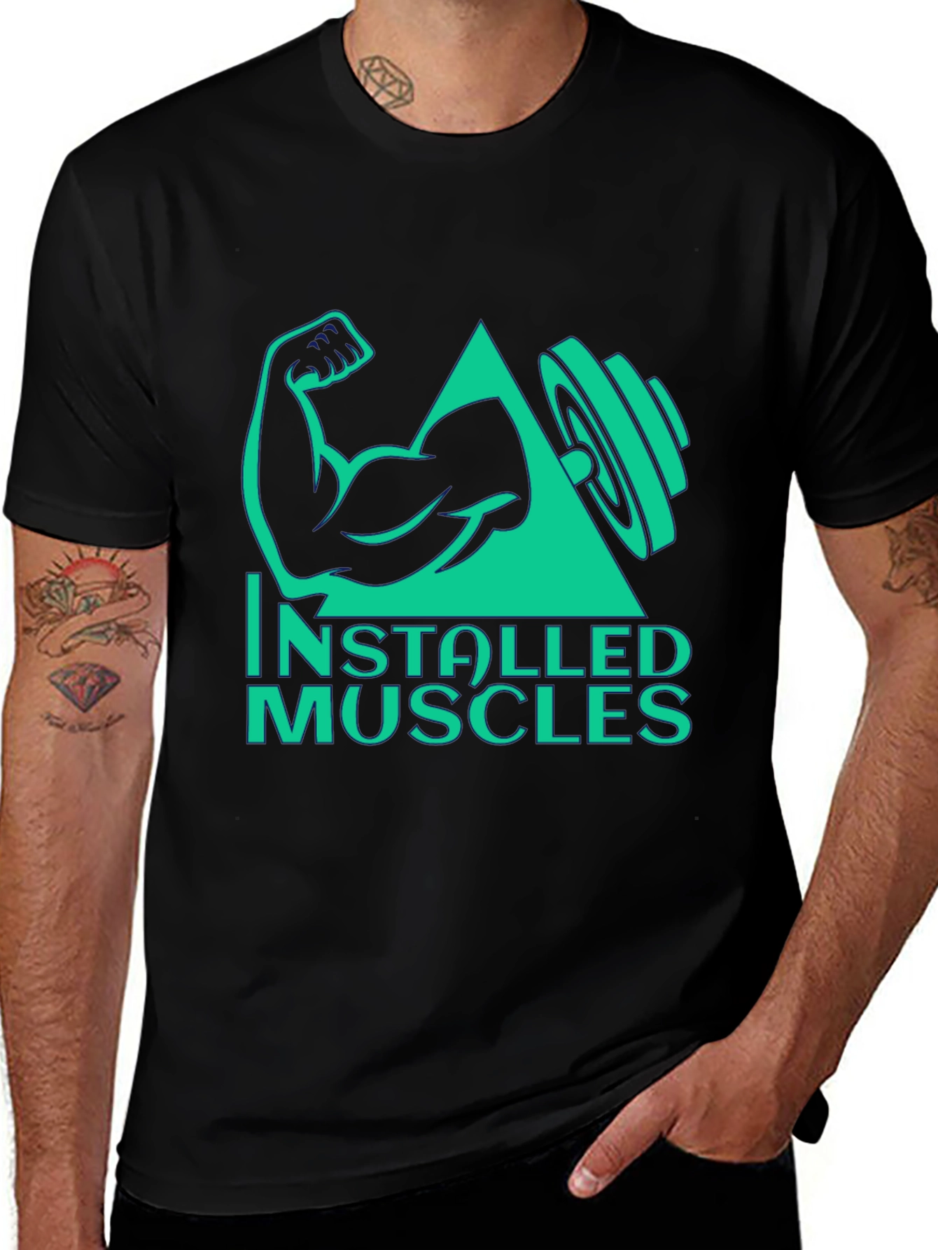 Black Installed Muscles Black Graphic Tee main image