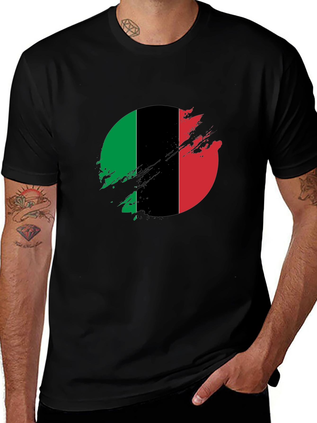 Variant 26 of Distressed Pan-African Flag T-Shirt