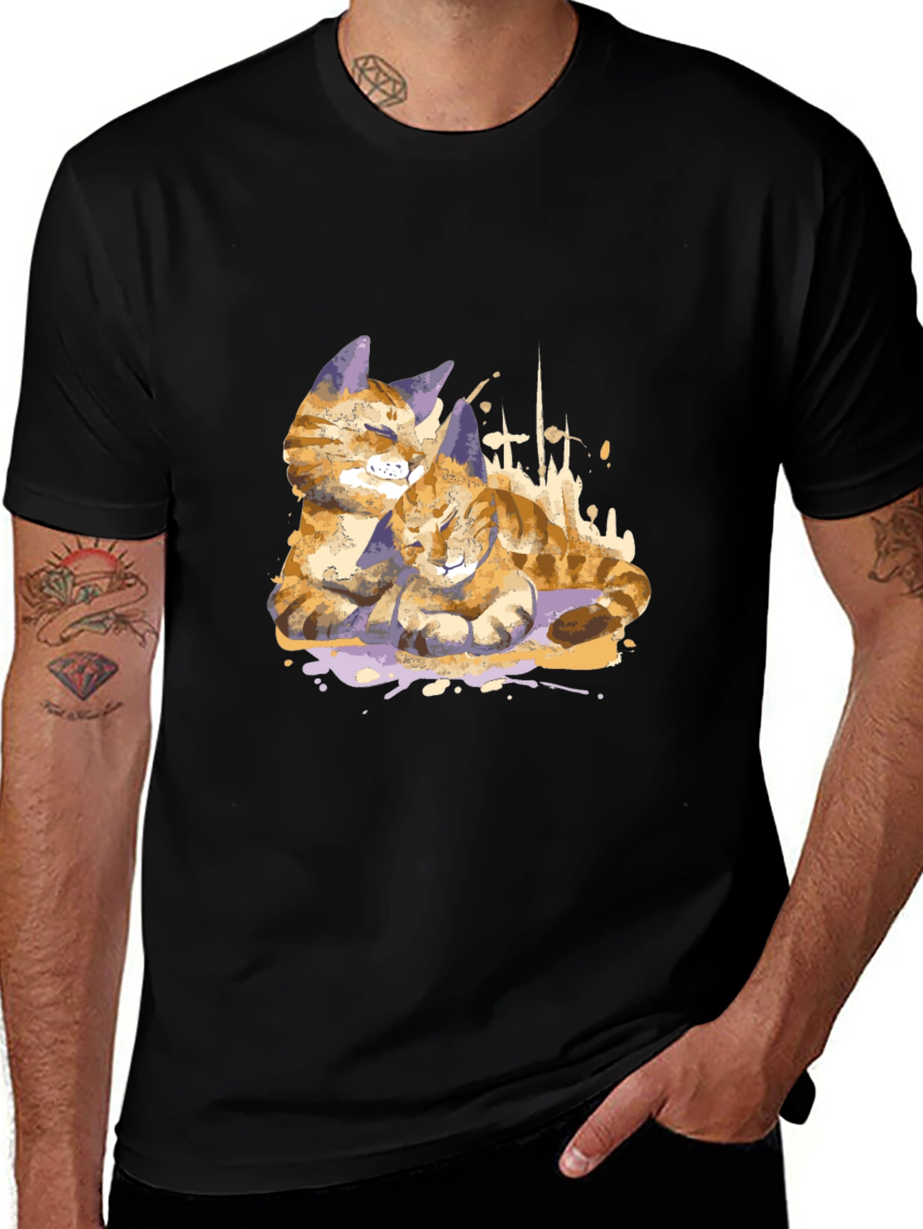 Variant 30 of Cute Cats Graphic Tee - Black