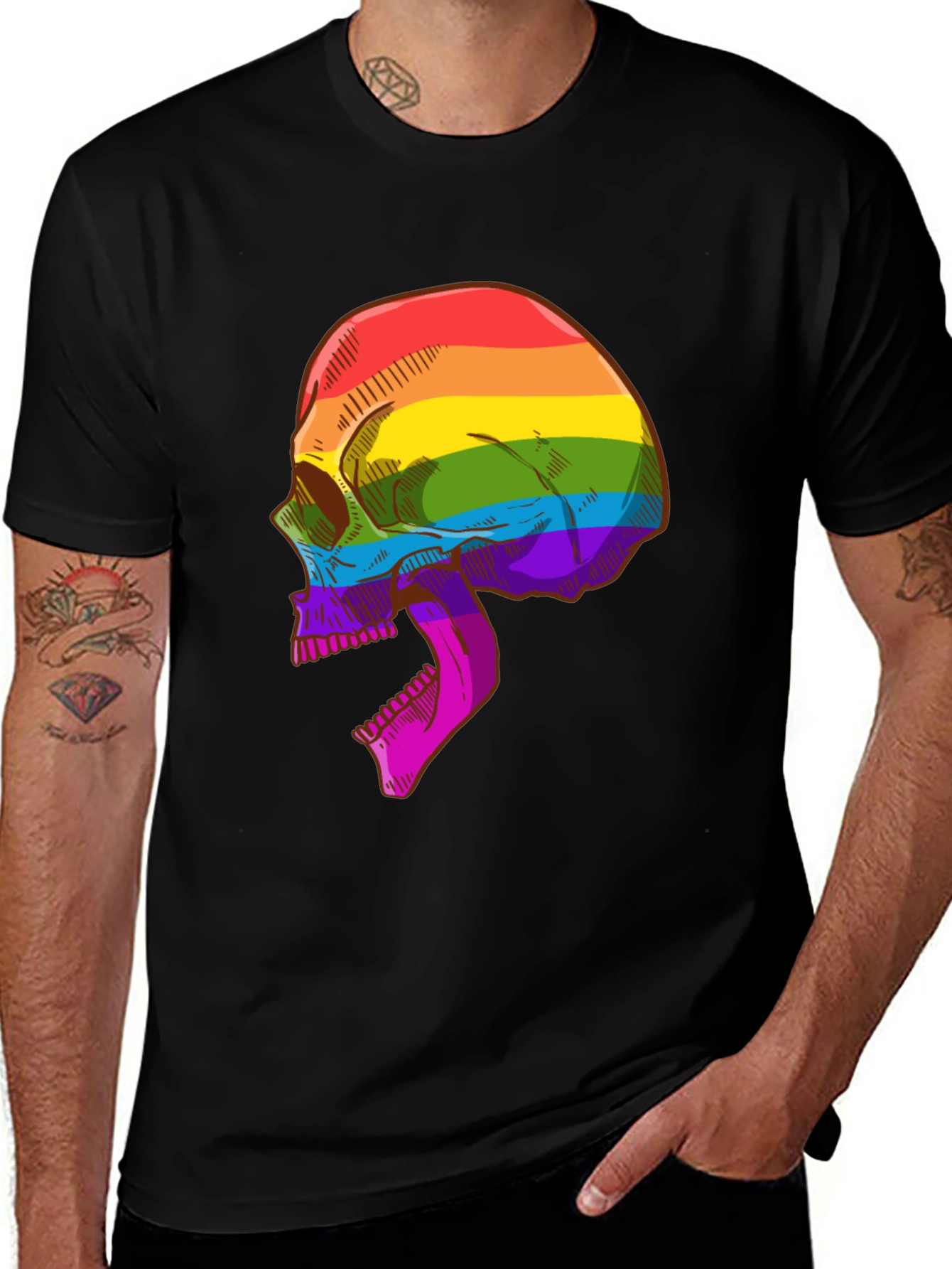 Variant 2 of Rainbow Skull Graphic Tee - LGBTQ Pride Shirt