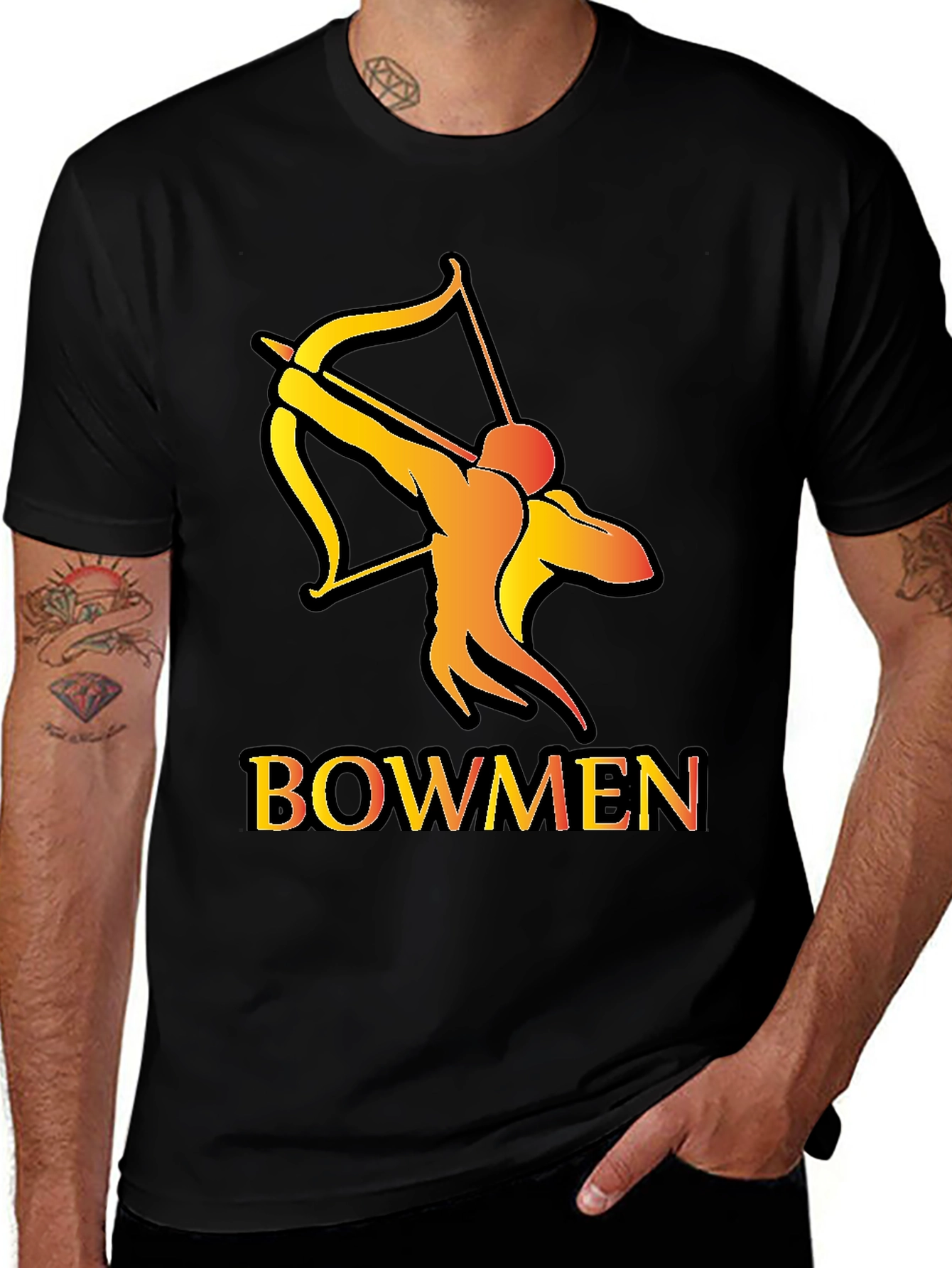 Variant 9 of Bowmen Graphic Tee - Archery Design Black T-Shirt