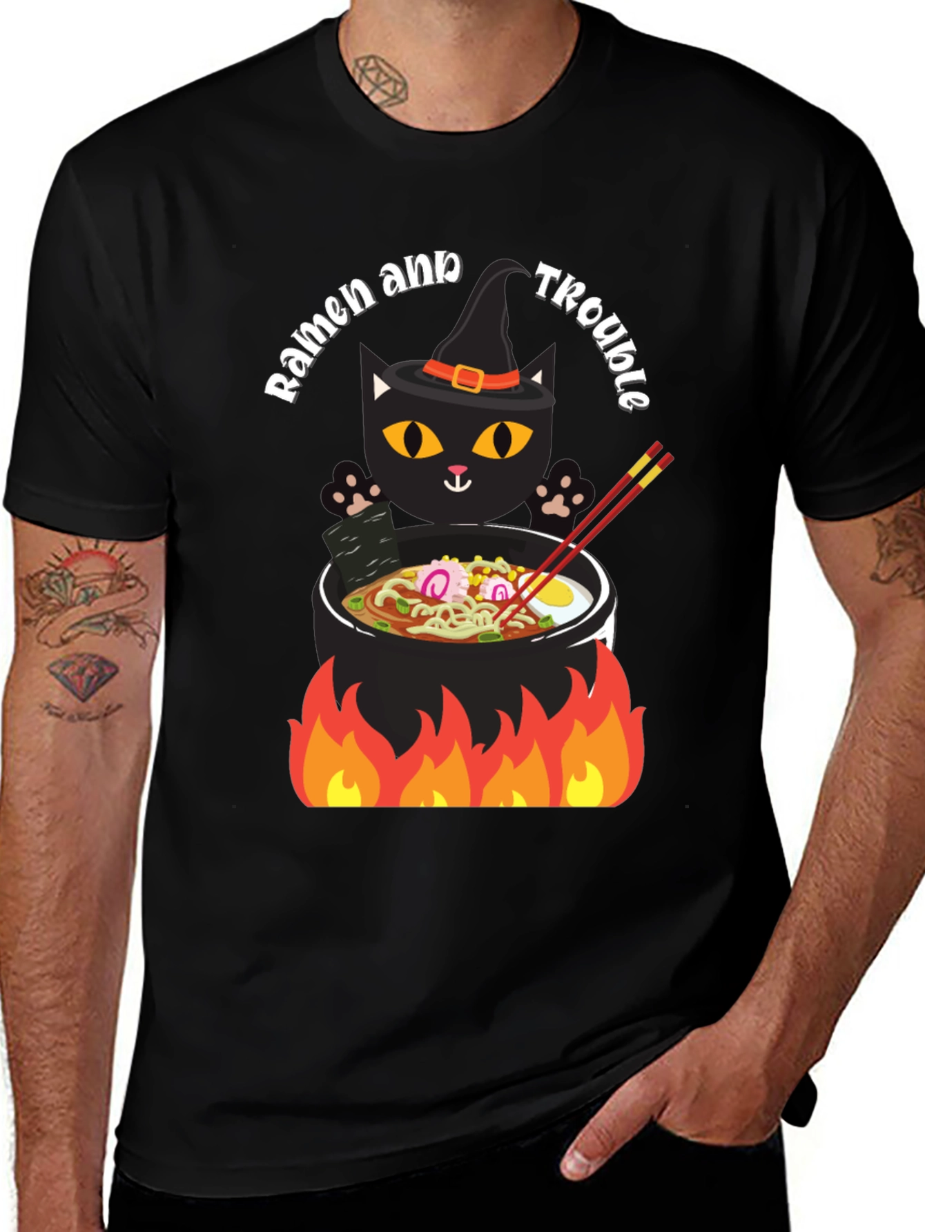 Variant 25 of Ramen and Trouble Cat T-Shirt