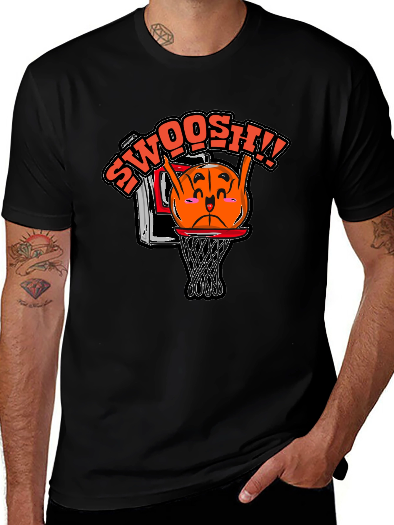 Variant 20 of Funny Basketball Graphic Tee - Swoosh!