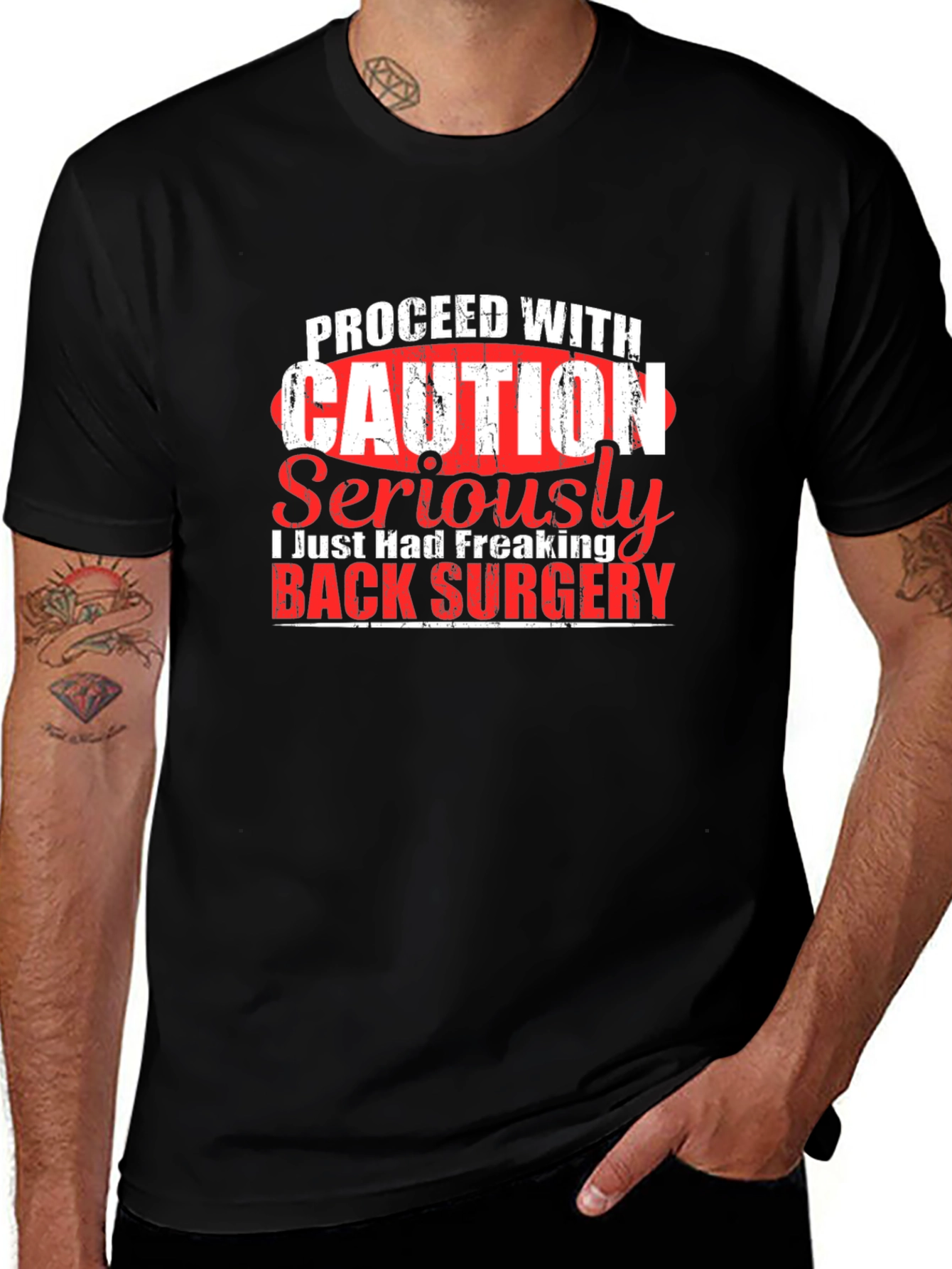Variant 22 of Proceed With Caution Back Surgery T-Shirt