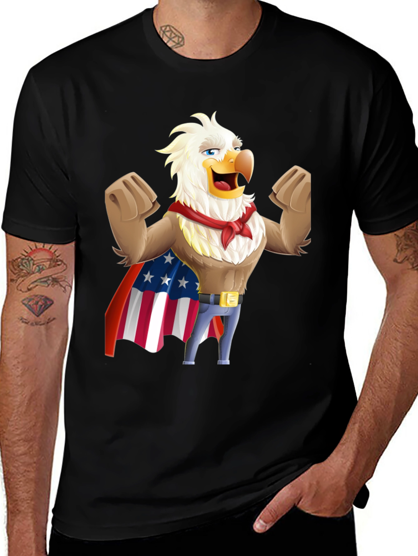 Variant 9 of Patriotic Eagle Cartoon Graphic T-Shirt