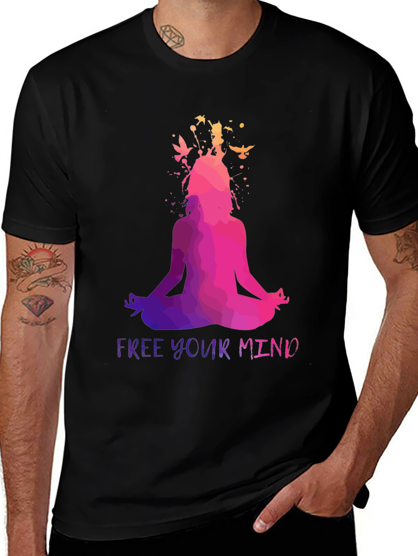 Variant 10 of Free Your Mind Yoga T-Shirt - Meditating Silhouette