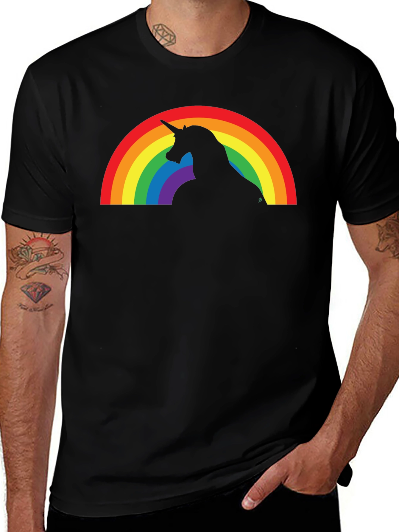 Variant 18 of Rainbow Unicorn Silhouette Black T-Shirt