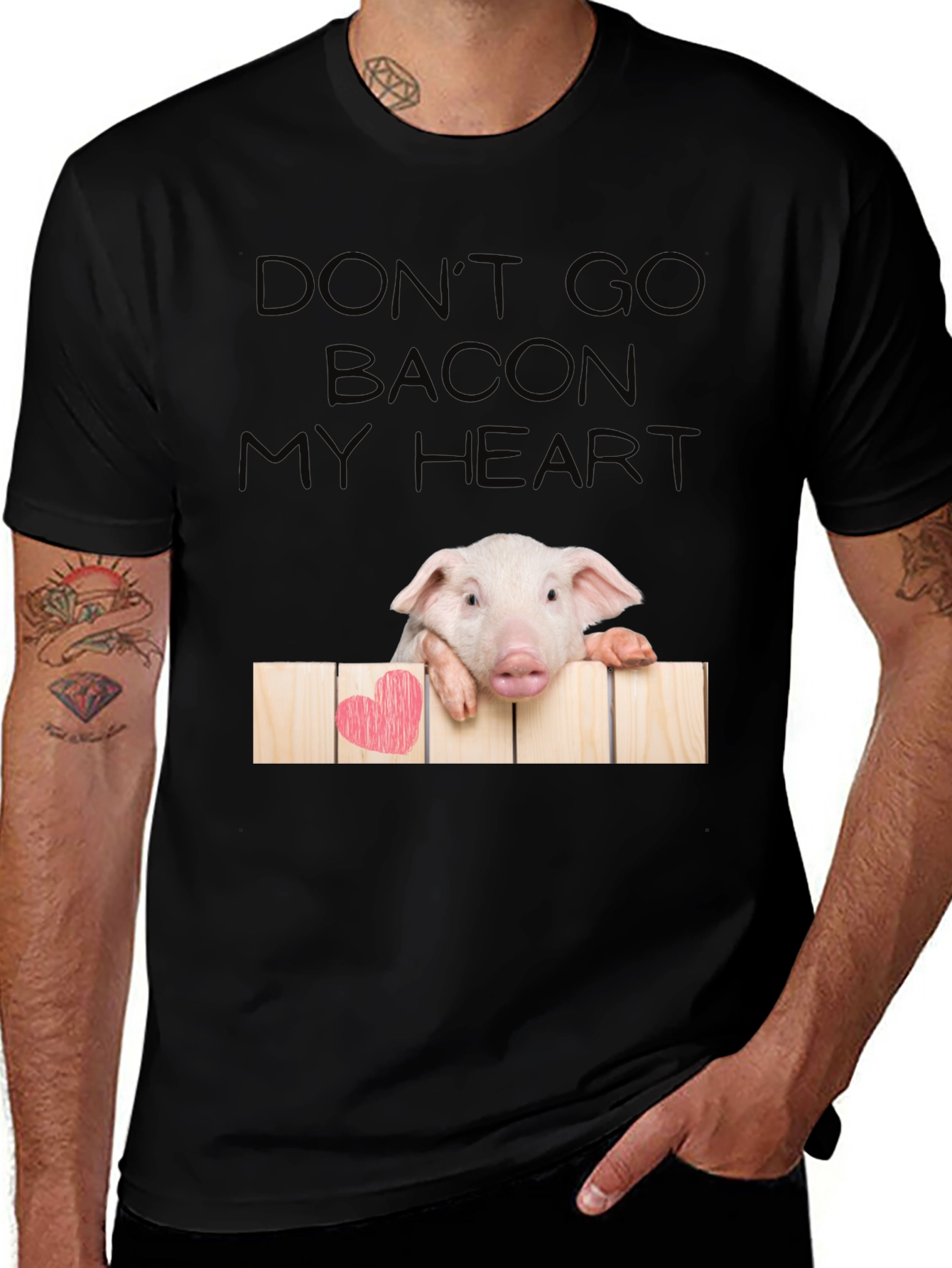 Variant 15 of Don't Go Bacon My Heart Pig Graphic Tee