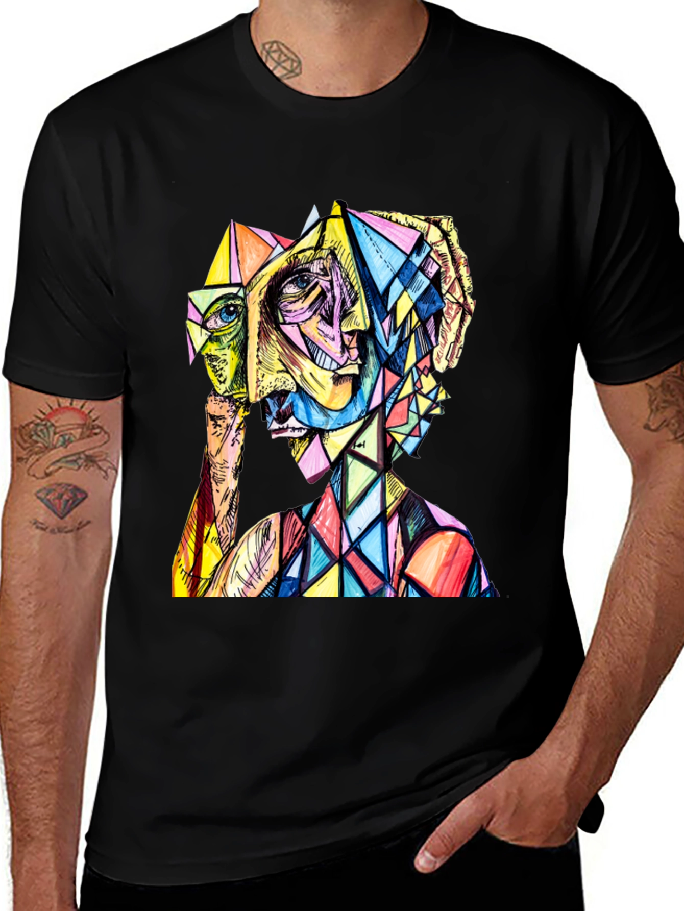 Variant 30 of Abstract Geometric Face Graphic Tee