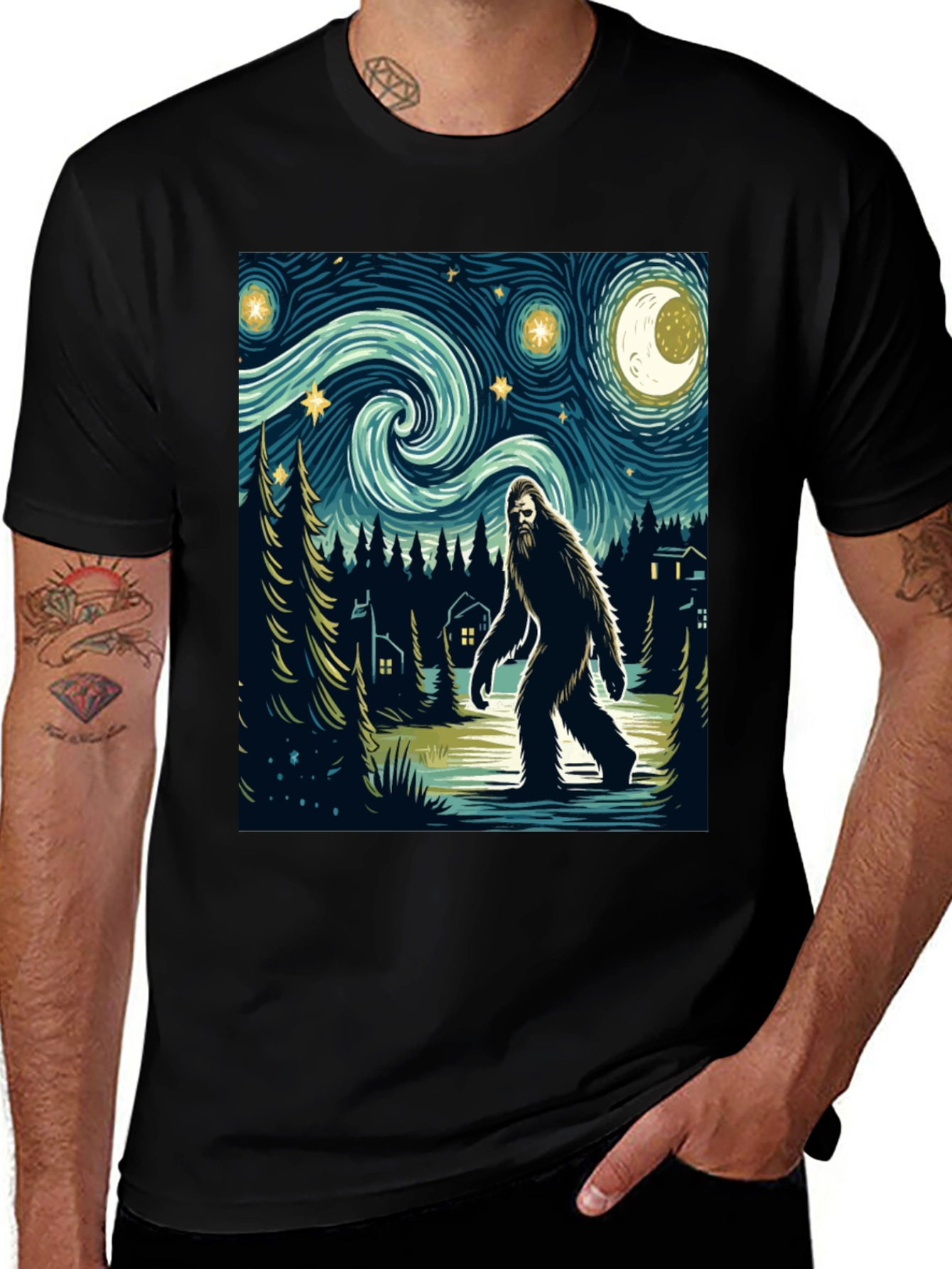 Variant 28 of Sasquatch Starry Night T-Shirt