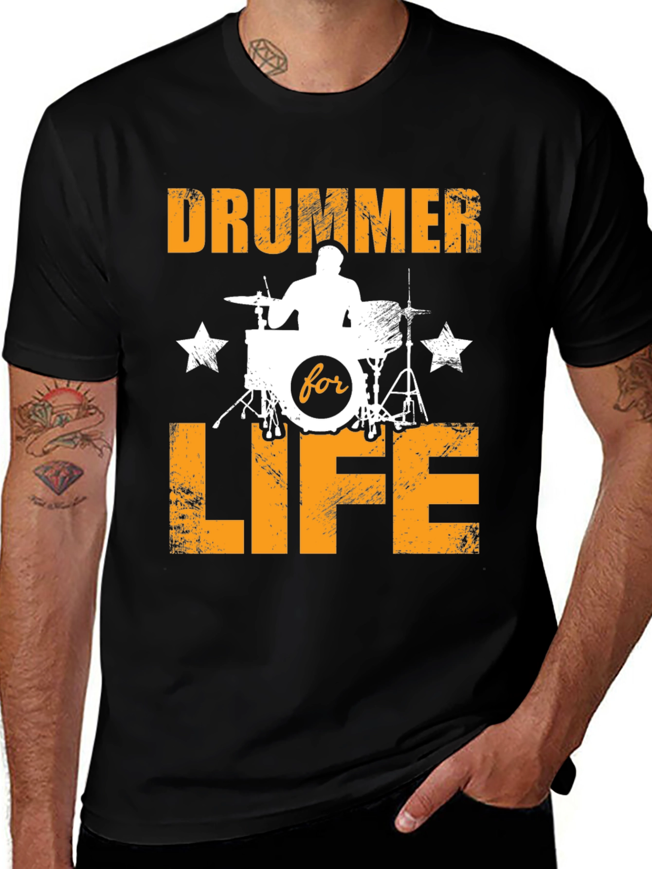 Variant 21 of Drummer For Life Black T-Shirt