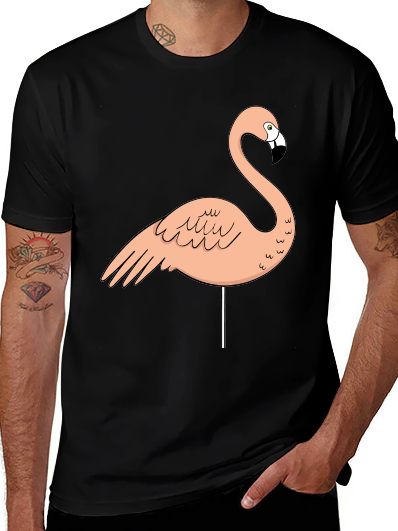 Variant 29 of Funny Flamingo Graphic Tee - Black