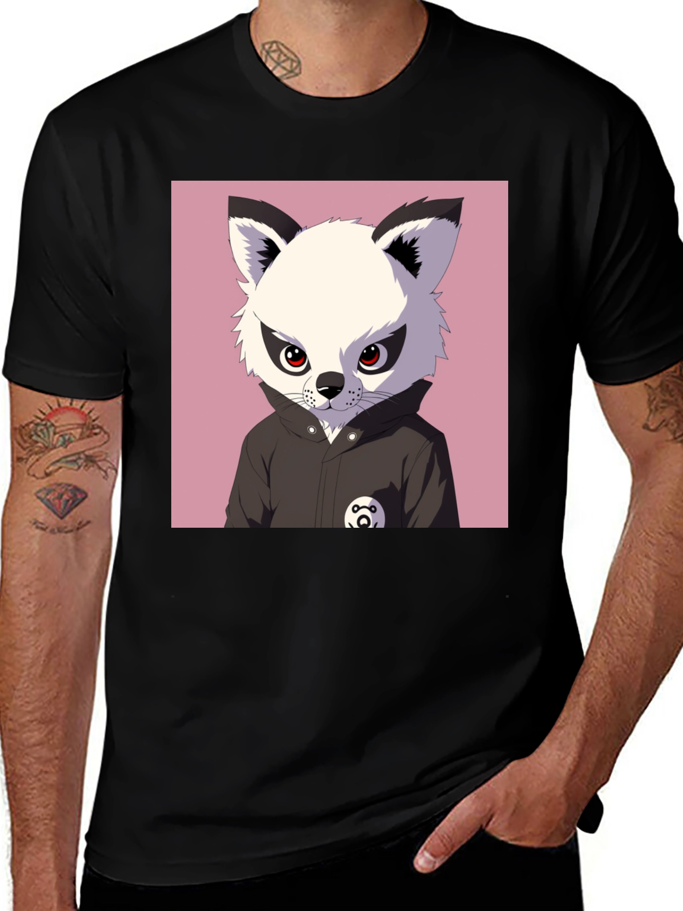 Variant 22 of Cool Cartoon Fox T-Shirt - Black