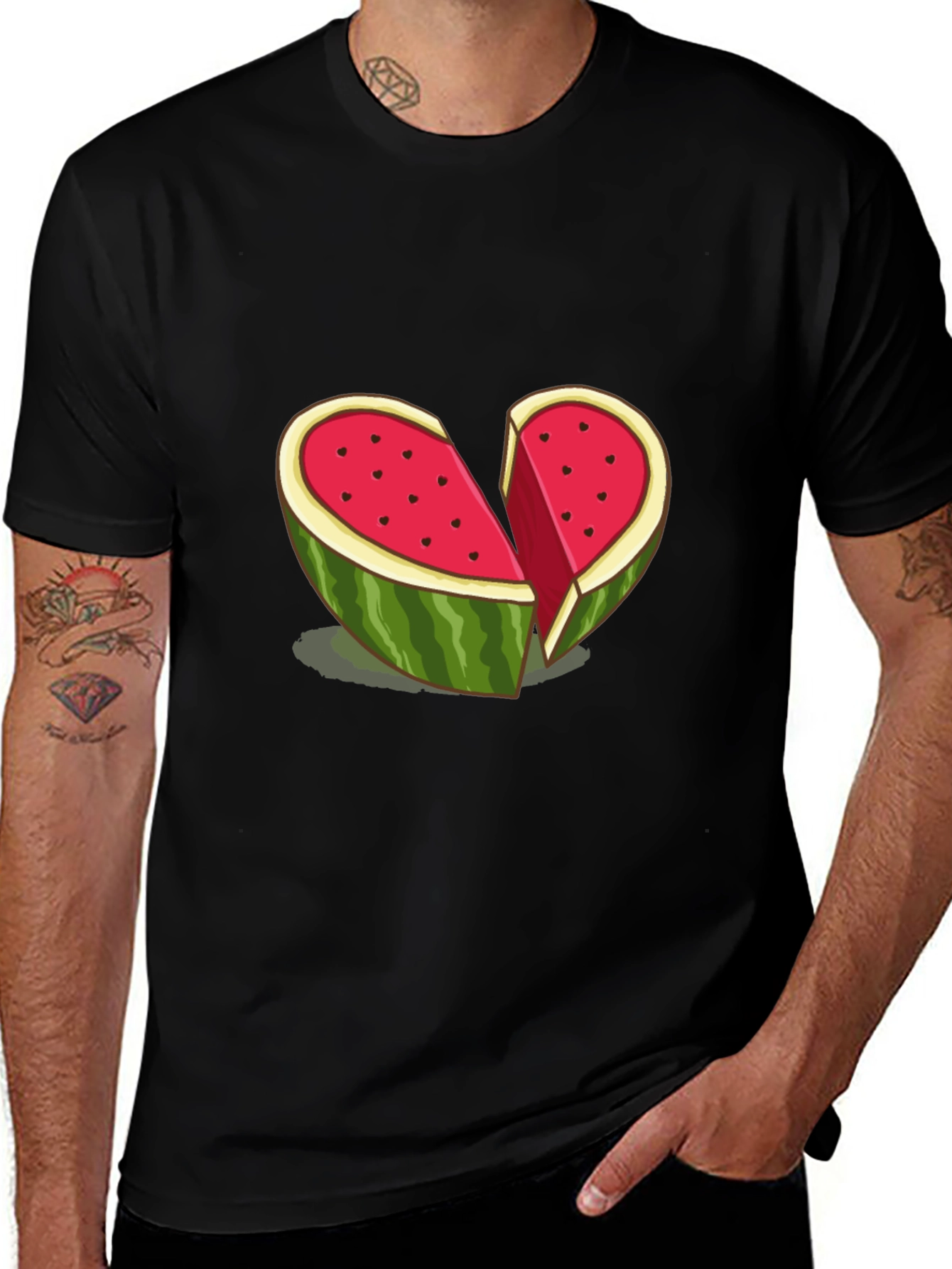 Variant 27 of Watermelon Heart Graphic Tee - Unique Fruit Lover Shirt