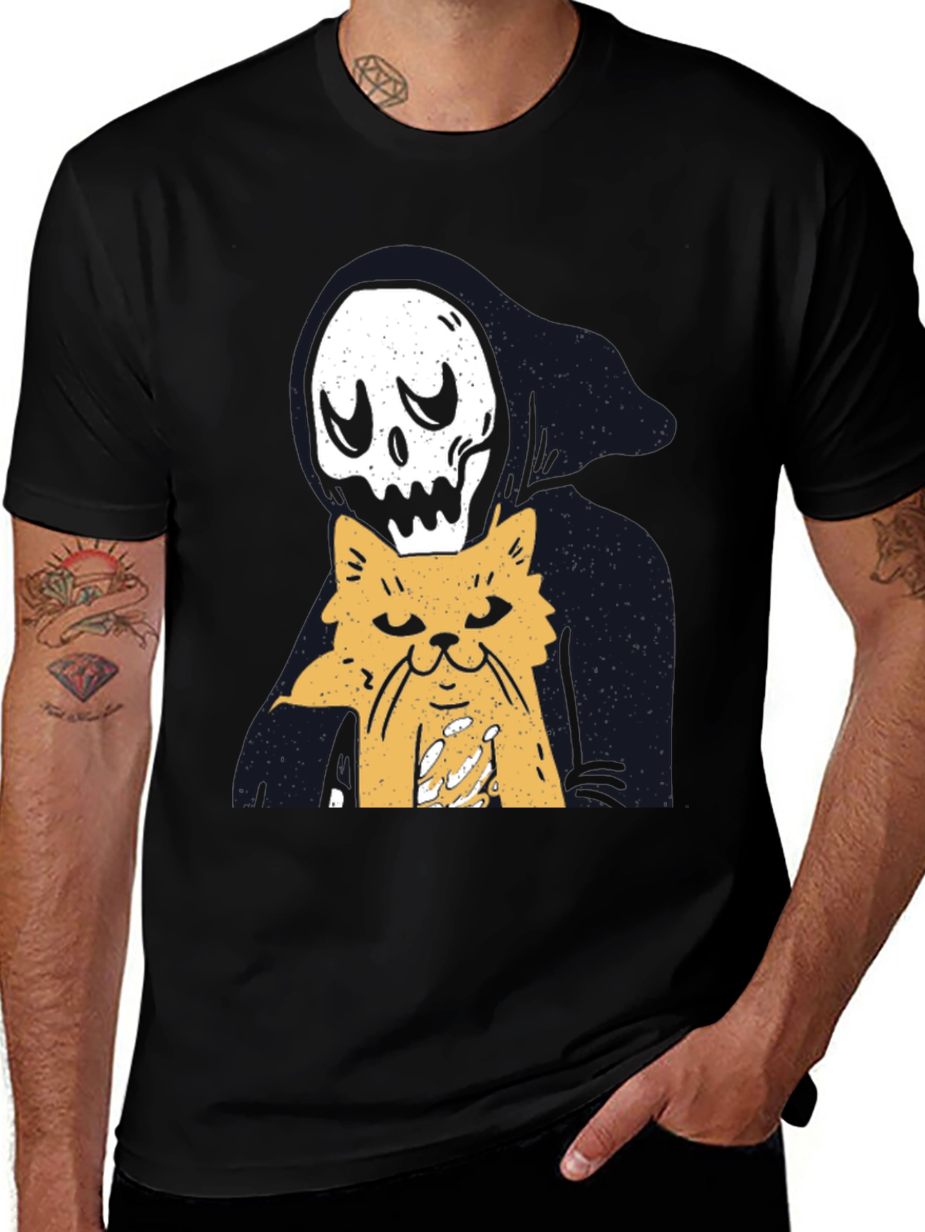 Variant 6 of Grim Reaper Cat Lover T-Shirt - Black