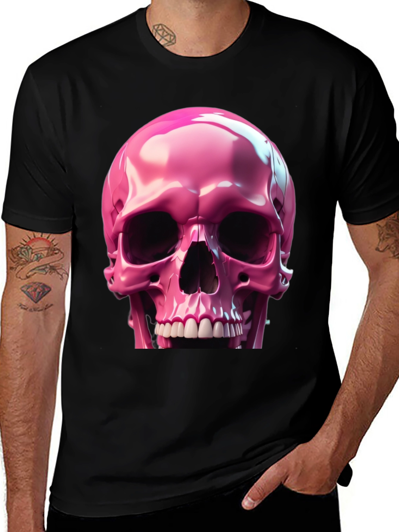 Variant 12 of Pink Skull Graphic T-Shirt
