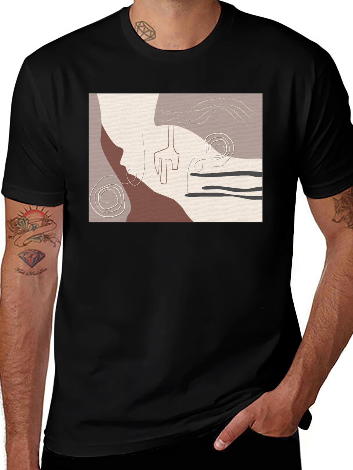 Variant 9 of Abstract Art Print Black T-Shirt