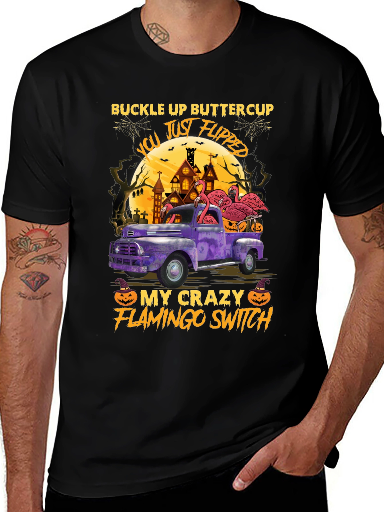 Variant 24 of Buckle Up Buttercup Flamingo Halloween T-Shirt