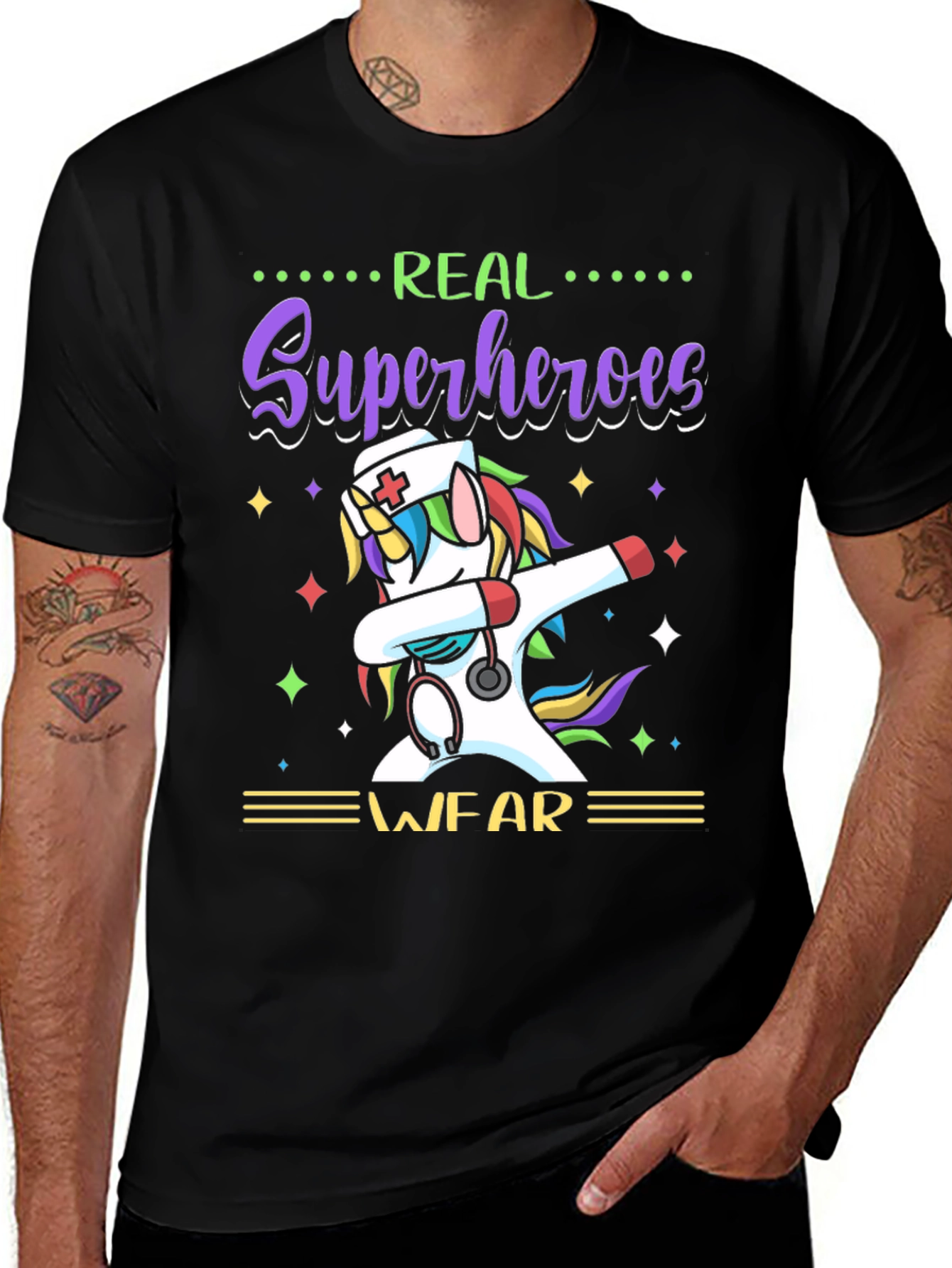 Variant 24 of Real Superheroes Wear Unicorn Nurse Graphic Tee