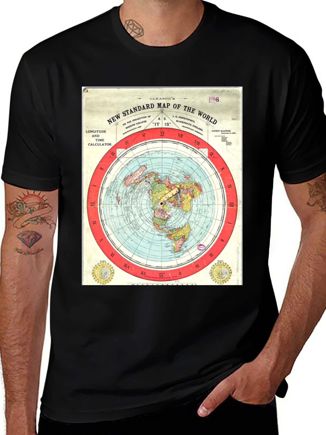 Variant 8 of Flat Earth Map T-Shirt