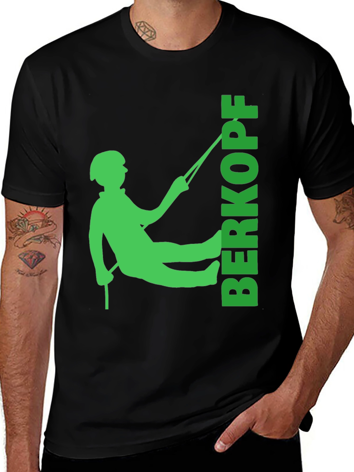 Variant 22 of Rock Climbing T-Shirt - Green Climber Silhouette