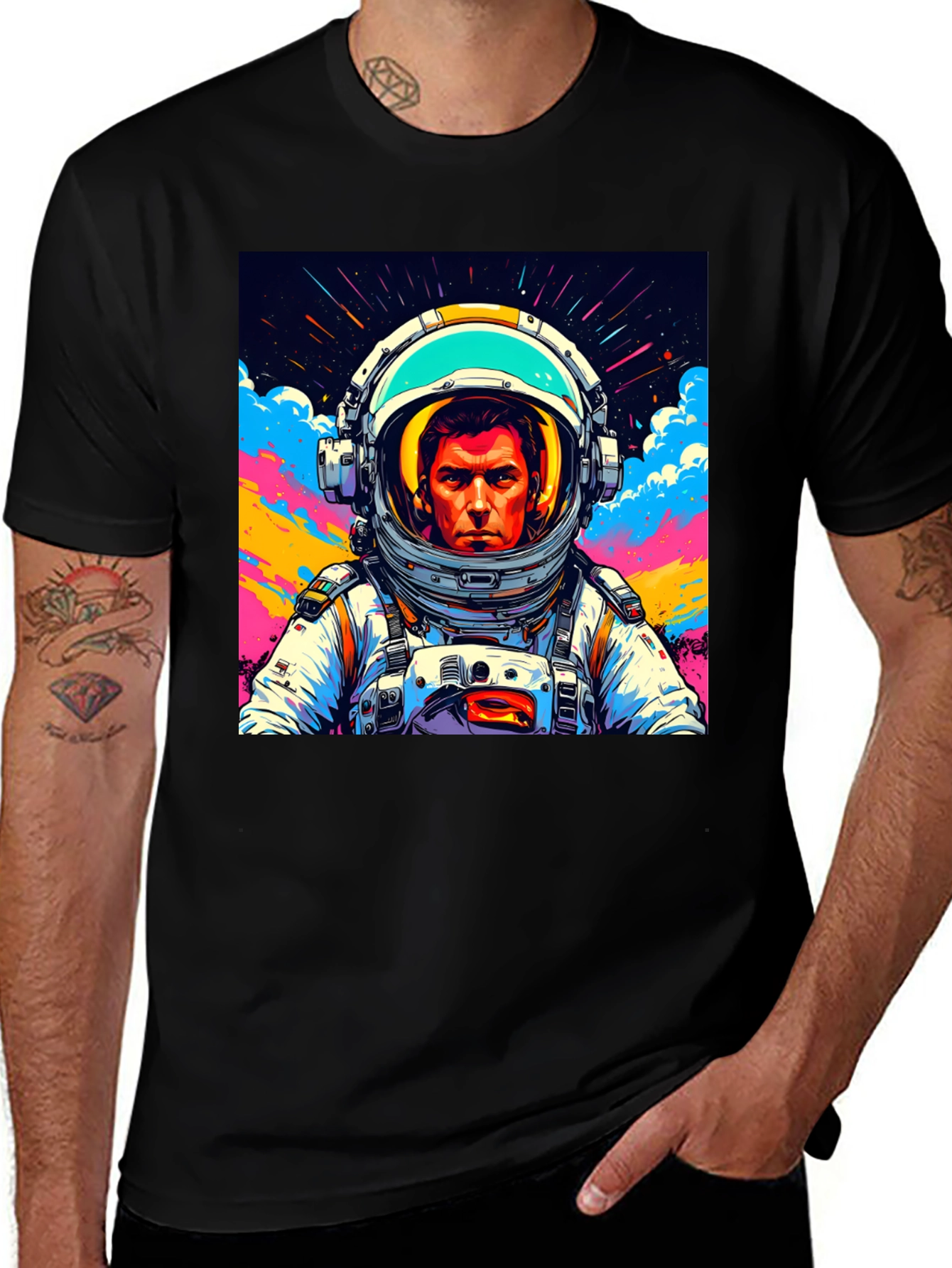 Variant 12 of Astronaut Graphic Tee - Space Explorer Black T-Shirt