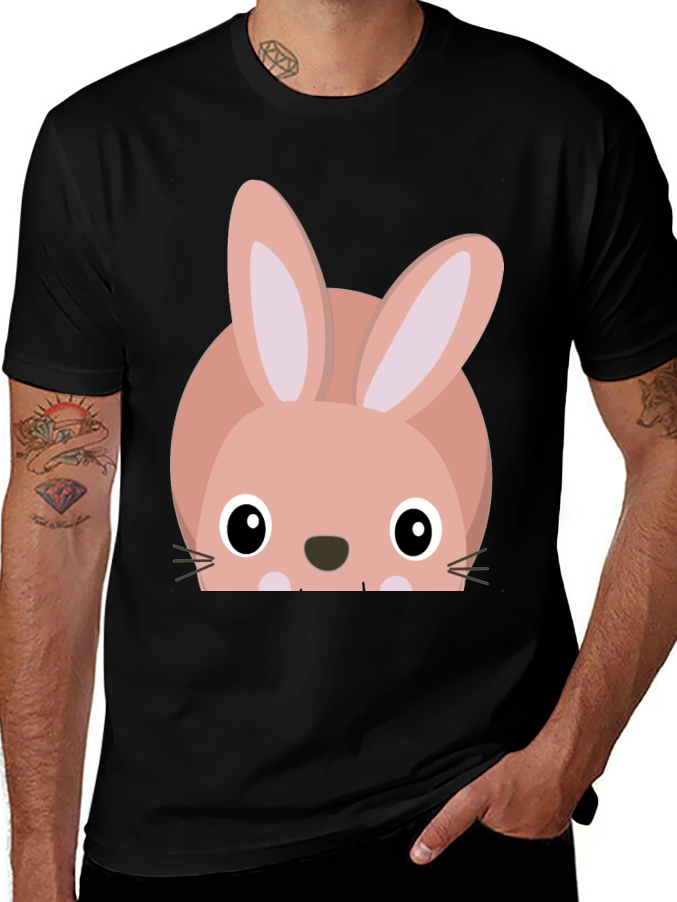 Variant 23 of Cute Bunny Graphic Tee - Black