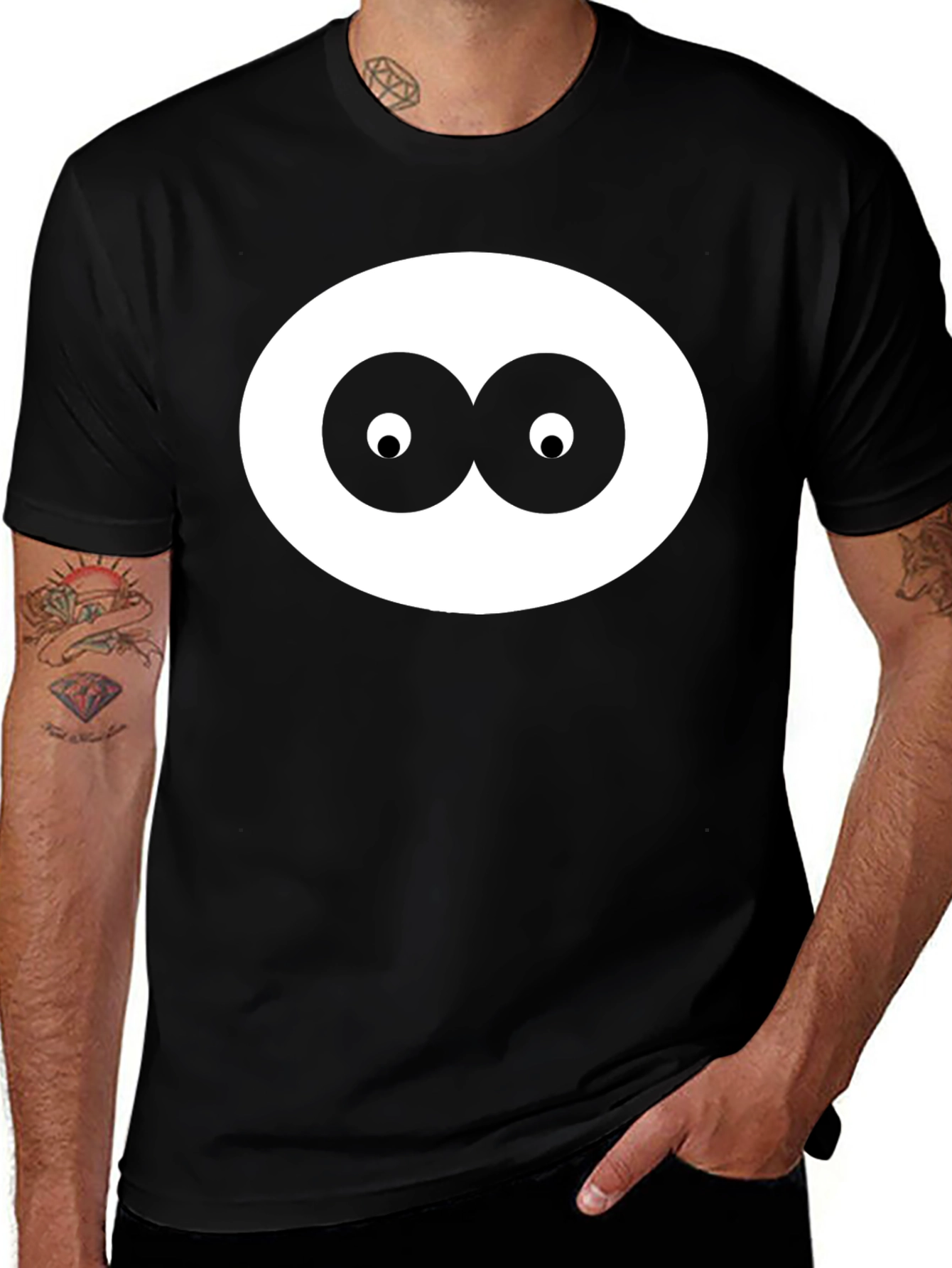 Googly Eyes Graphic Tee - Black Cotton T-Shirt