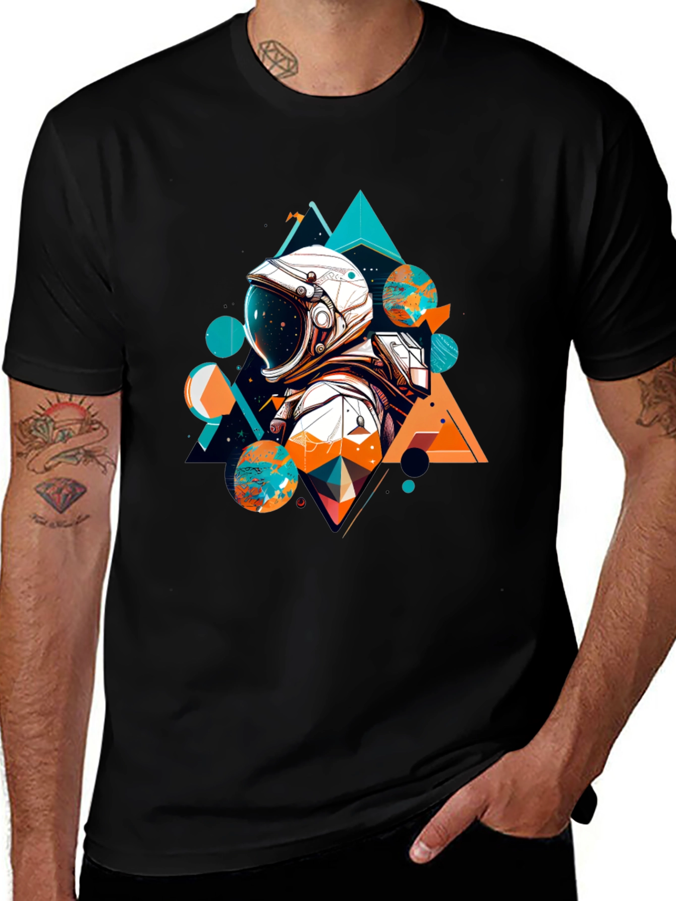Variant 19 of Astronaut Geometric T-Shirt - Space Graphic Tee