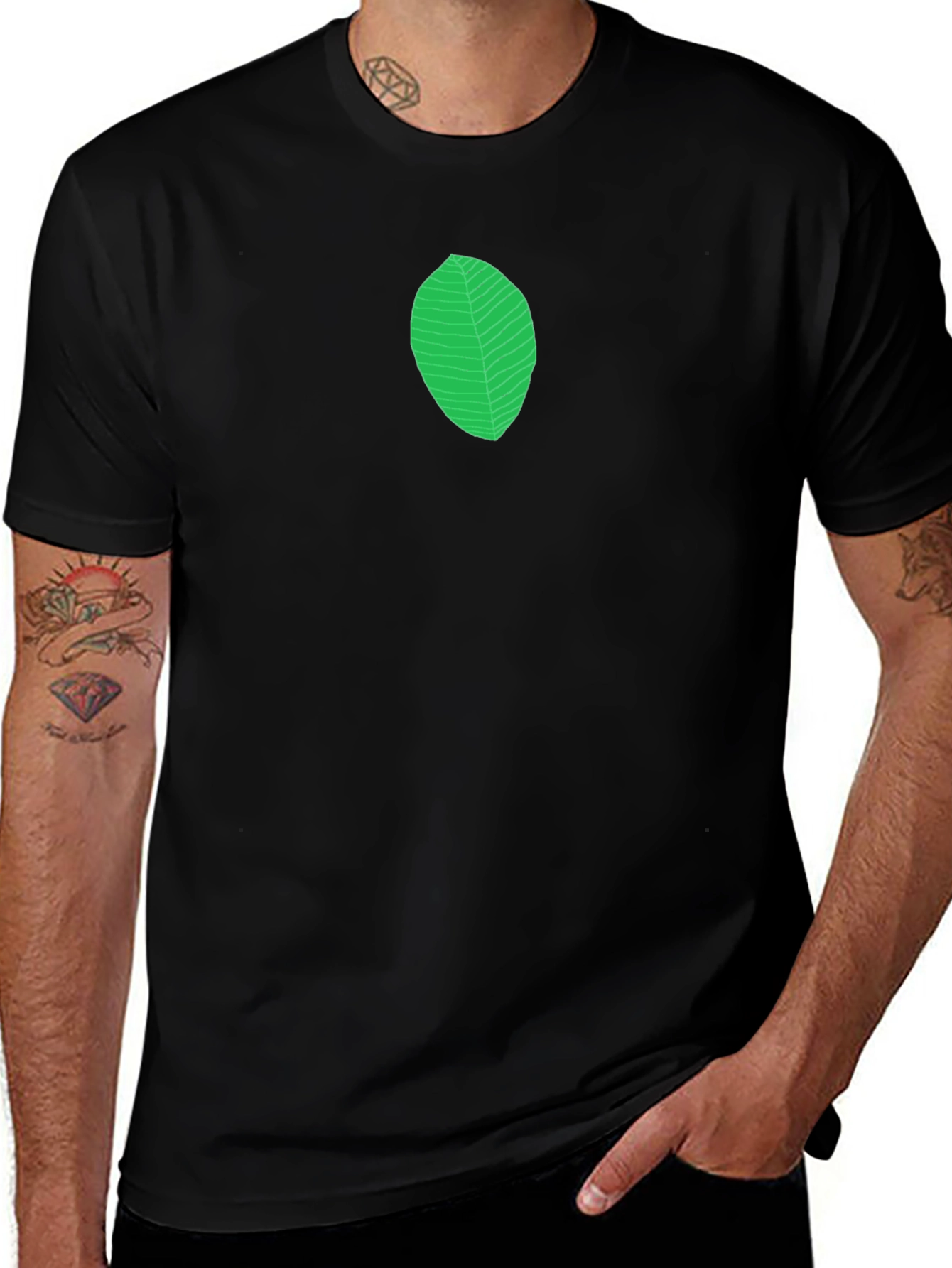 Leaf Graphic Black T-Shirt - Casual Style