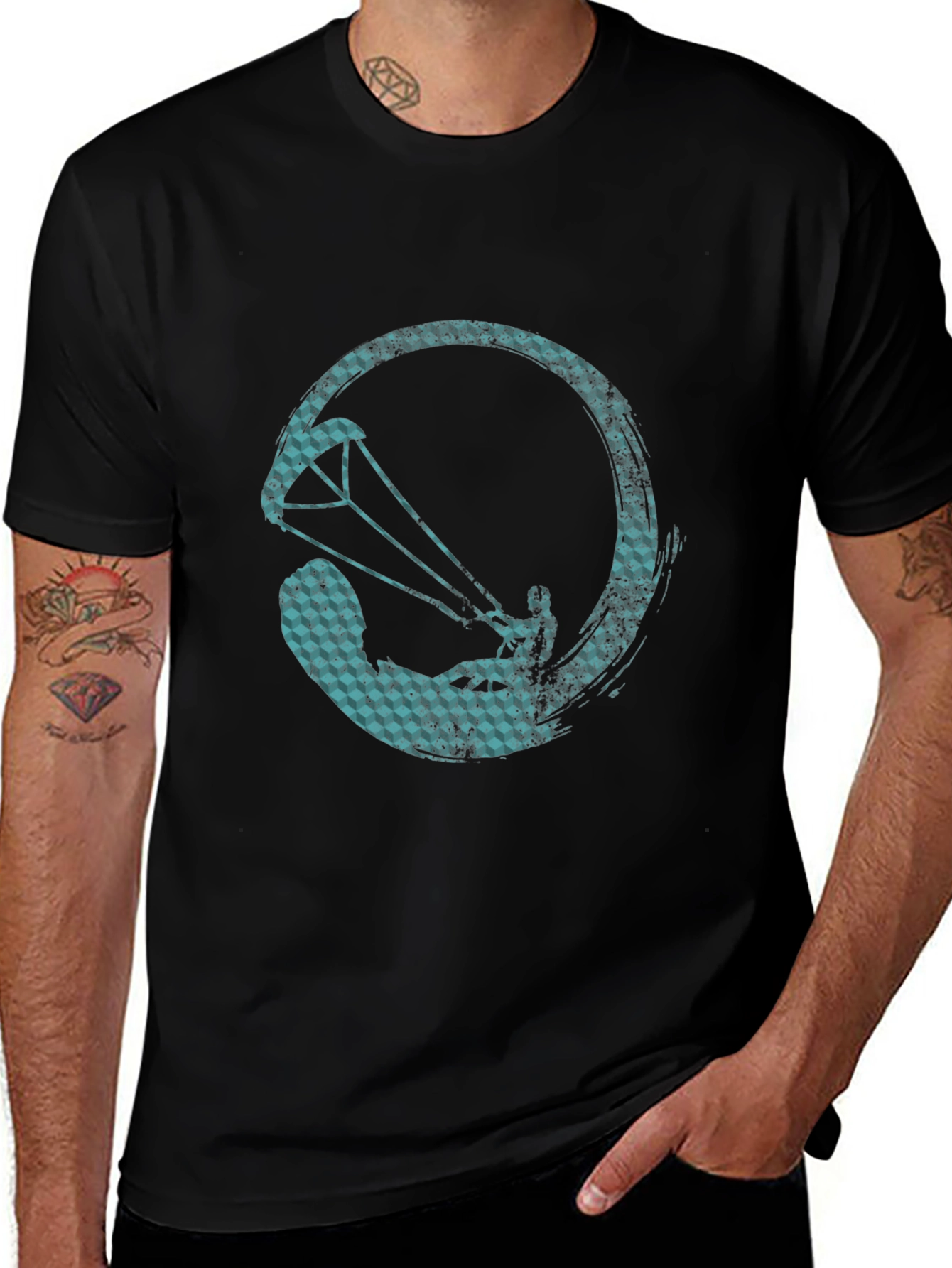 Variant 9 of Kitesurfing Zen Circle Tee - Black