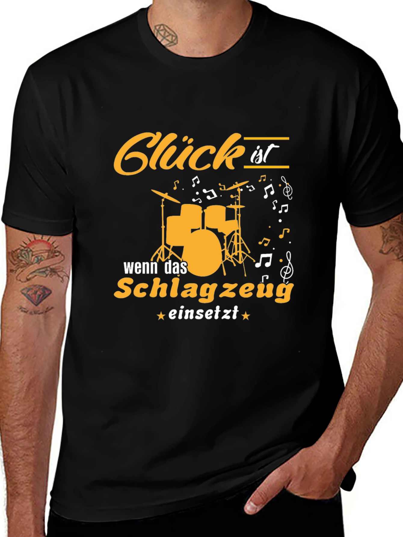 Variant 23 of  Glück ist Drummer Black T-Shirt