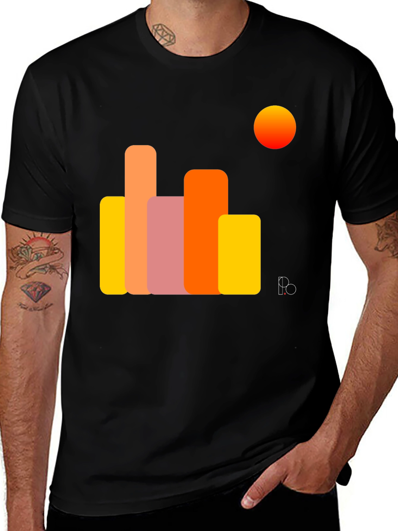 Abstract Cityscape Black Tee