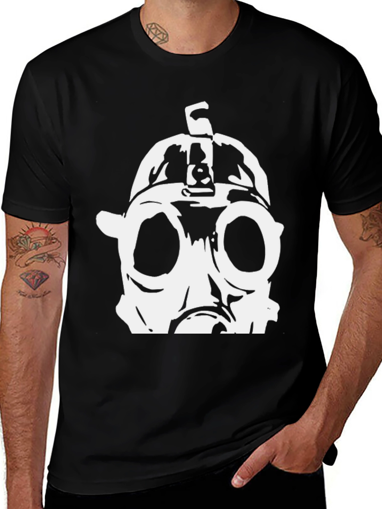 Variant 15 of Gas Mask Graphic Black T-Shirt