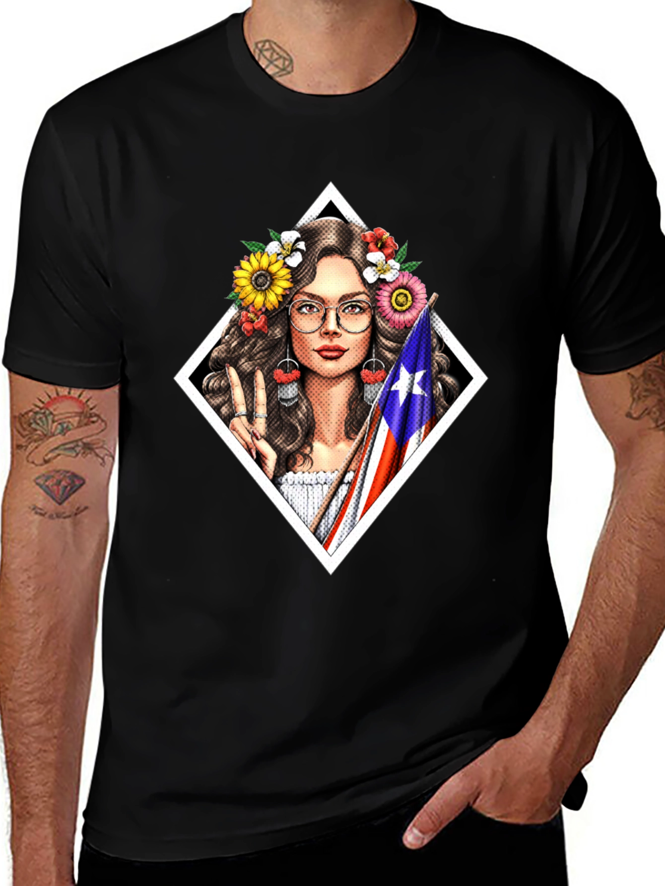 Puerto Rico Pride T-Shirt - Flower Crown Girl