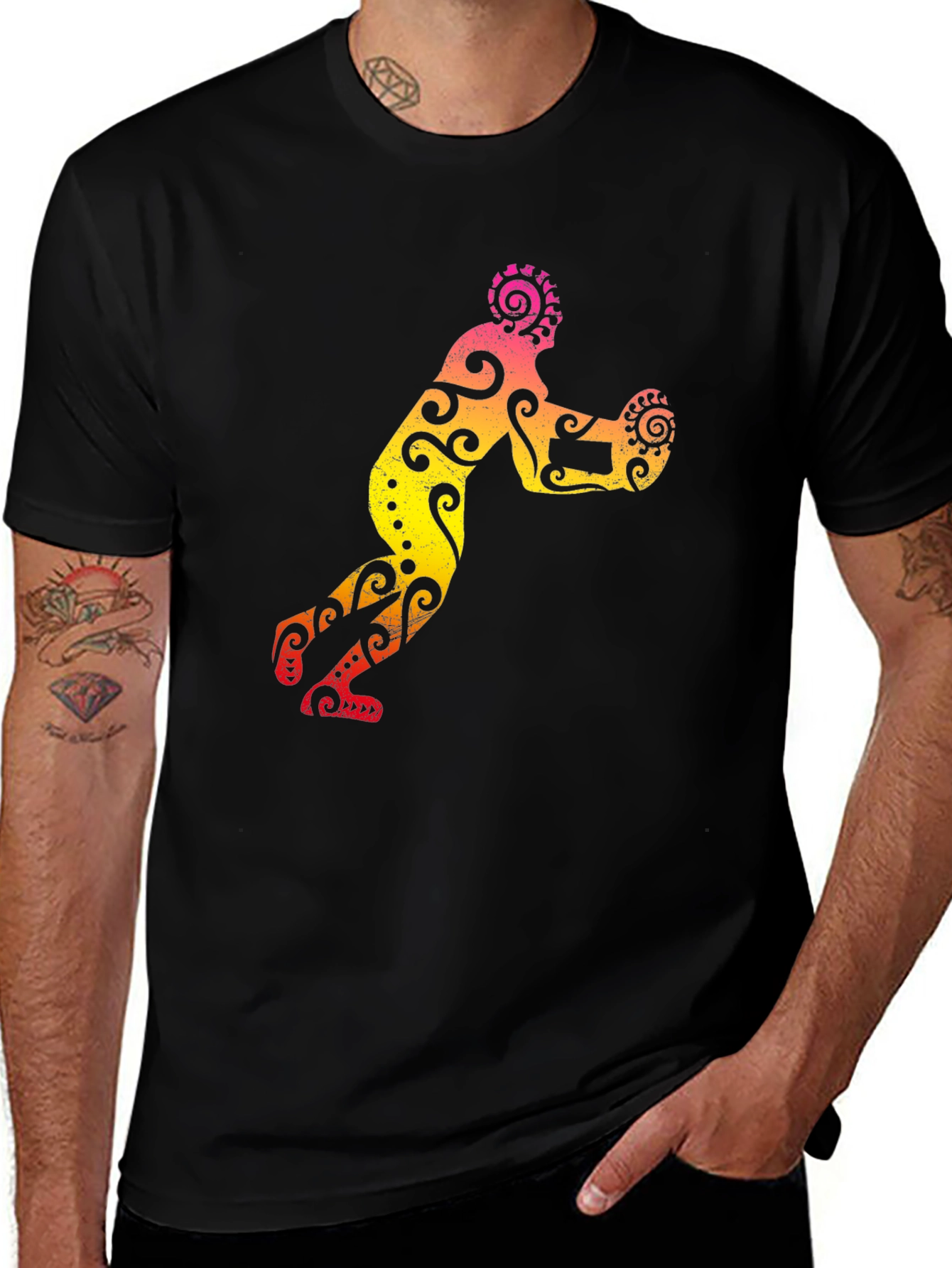 Variant 25 of Tribal Art Rugby Player Graphic Tee