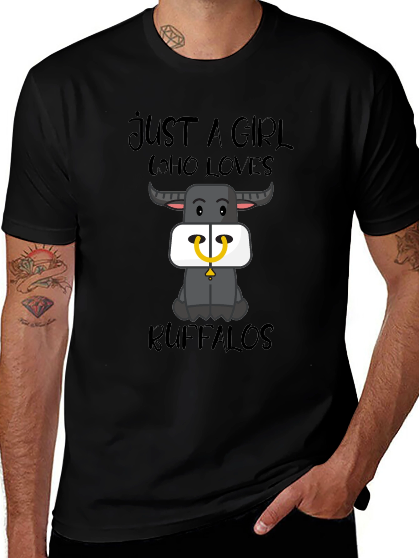 Variant 12 of Buffalo Lover T-Shirt - Just a Girl Who Loves Buffalos