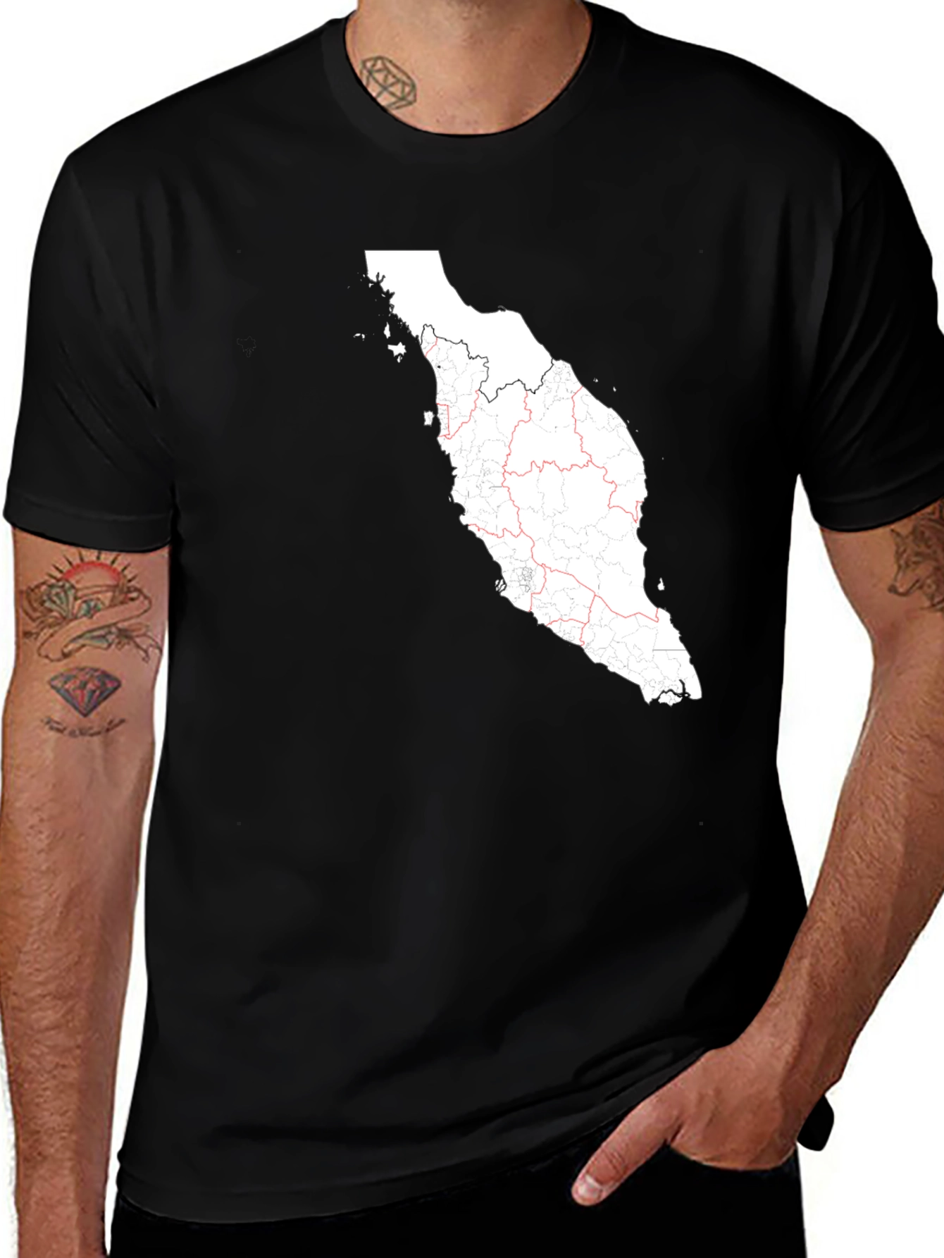 Malaysia Map T-Shirt - Black Graphic Tee