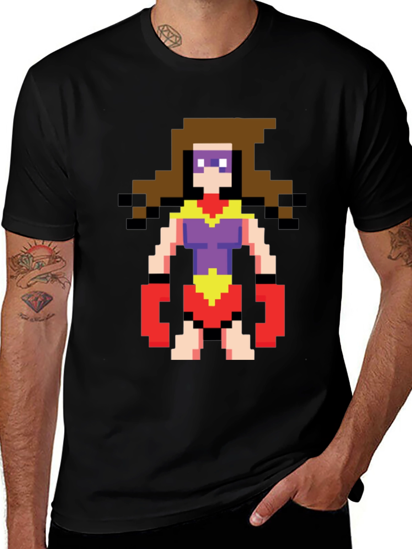 Variant 5 of Pixel Art Superhero T-Shirt - Retro Gaming Style