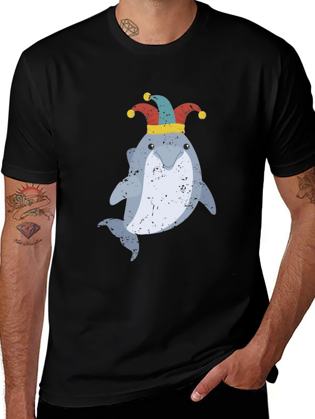 Variant 30 of Funny Dolphin Jester Graphic T-Shirt